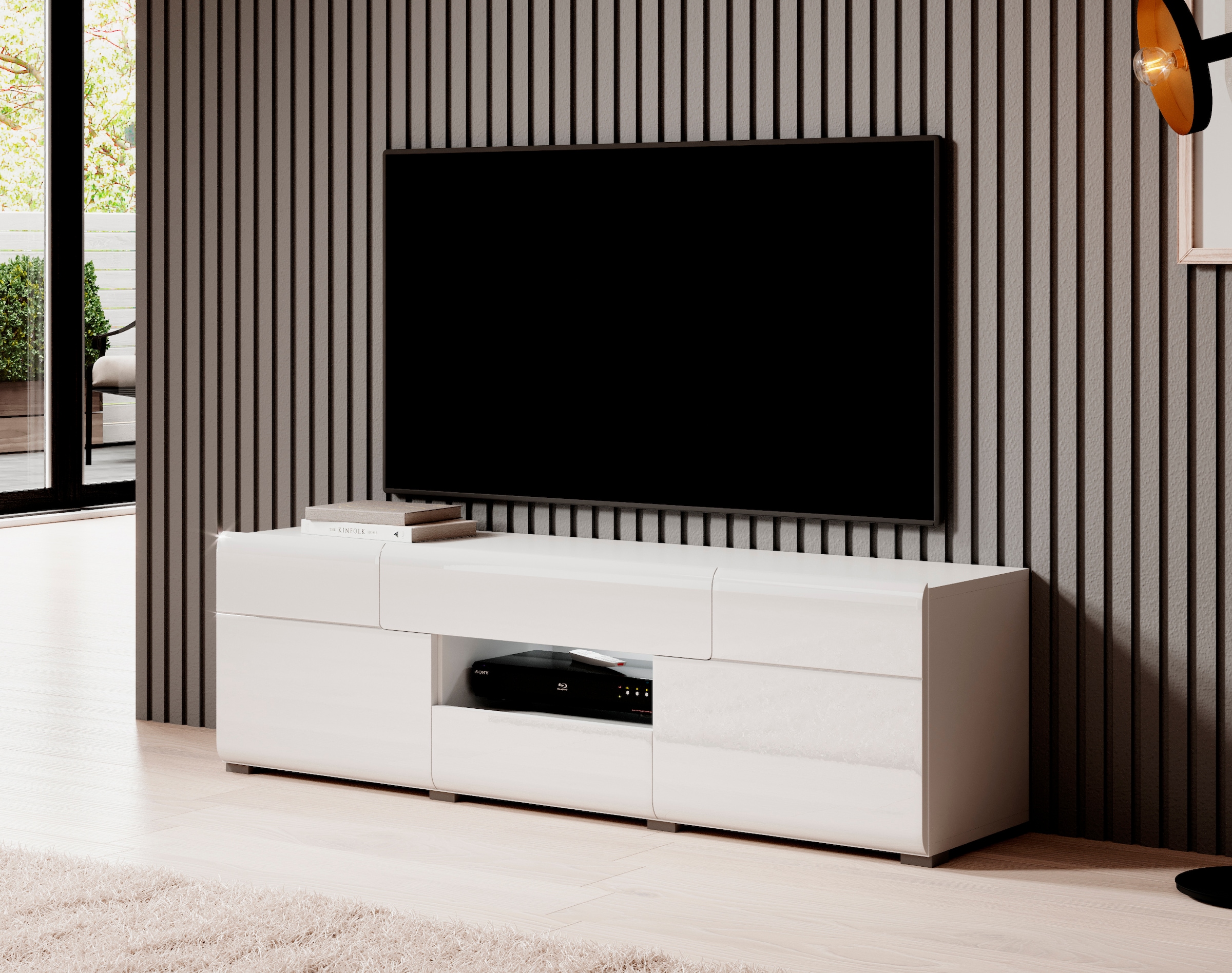 INOSIGN Lowboard »Toledo,Breite 159cm, trendige TV-Schrank mit dekorative Fräsungen«, TV-Board ohne Beleuchtung, TV-Kommode mit viel Stauraum