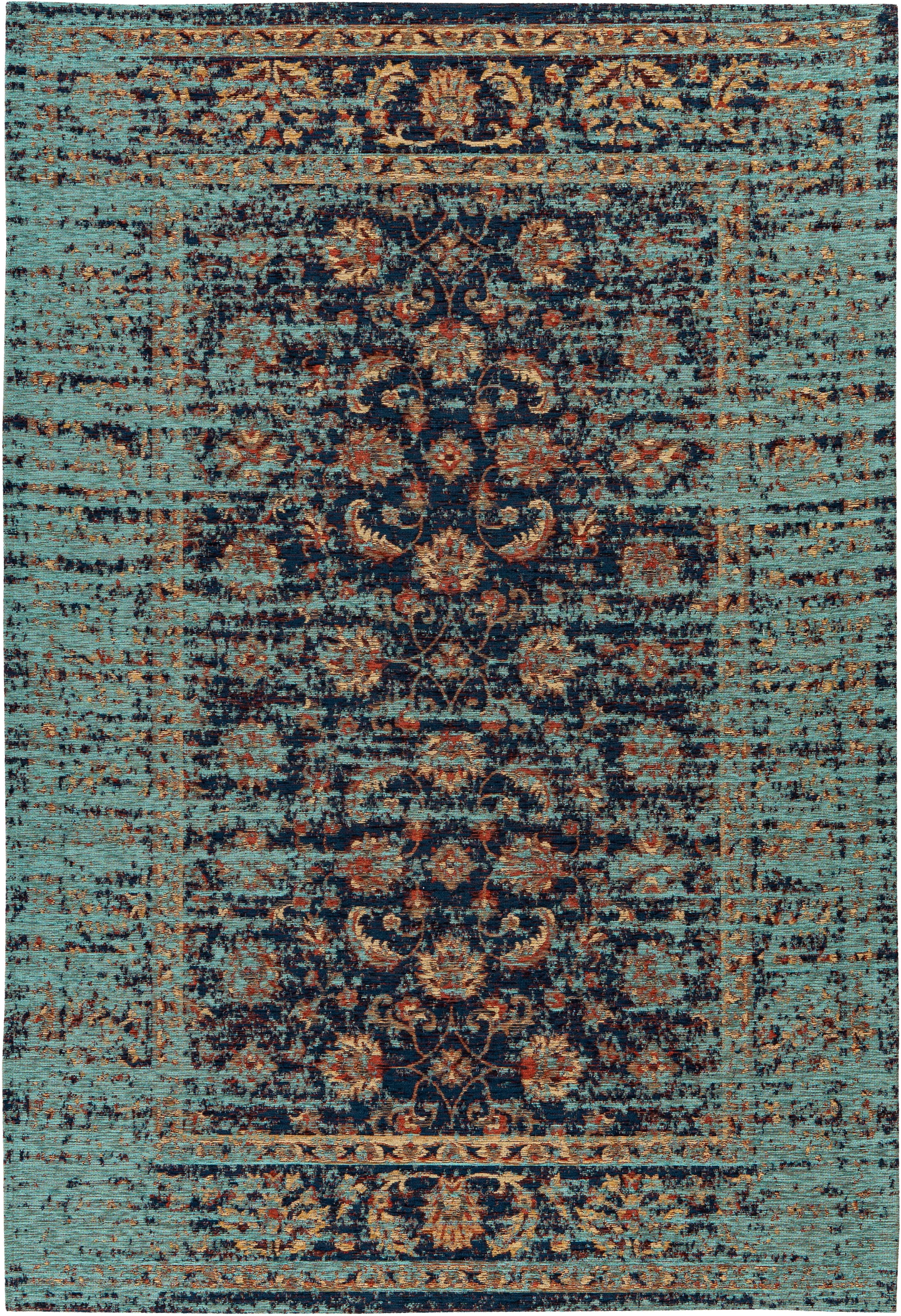 Padiro Teppich »Charme 225«, rechteckig, 5 mm Höhe, Chenille Flachgewebe im Vintage Stil