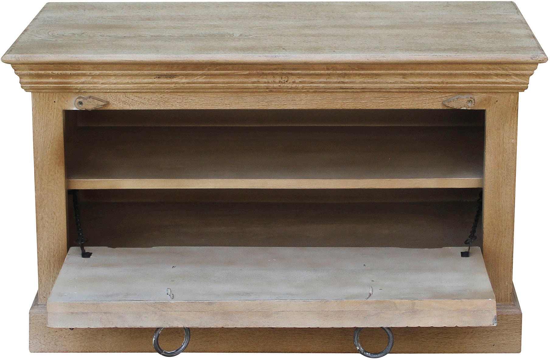 SIT Banc coffre »Berlin aus Mangoholz mit aufwendigen Schnitzereien & Schuhfach« banc avec compartiment à chaussures intégré pour environ 6 paires de chaussures