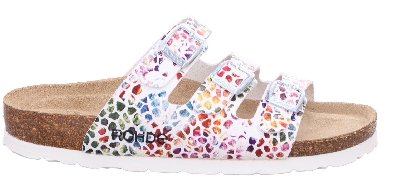 Rohde Pantolette »Alba«  Sommerschuh, Schlappen, Hausschuh mit buntem Druck, G-Weite = weit