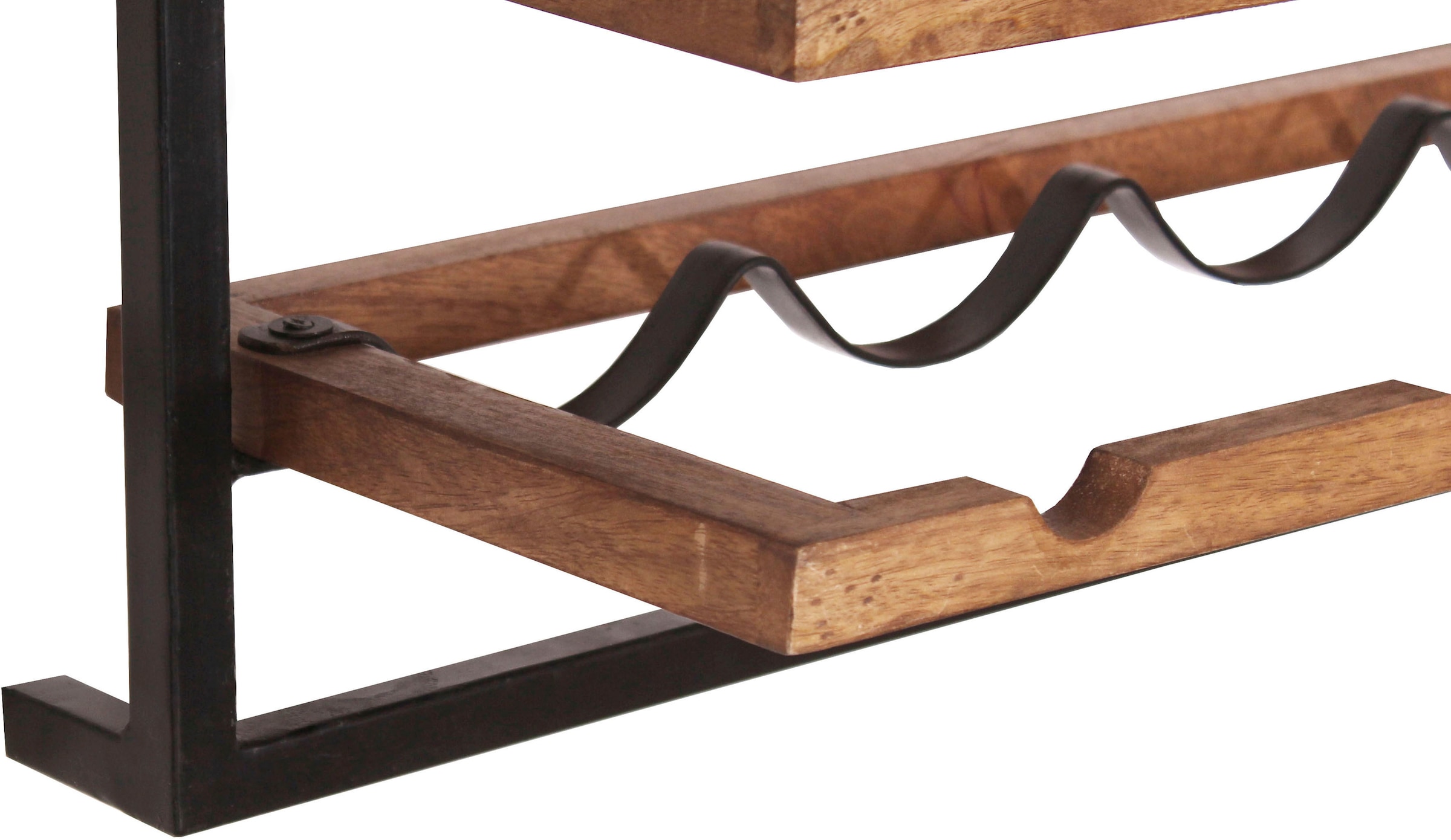 SIT Weinregal »Wandregal PANAMA – Industrial Regal aus Mango‑Holz & Altmetall« Weinregal für 8 Flaschen