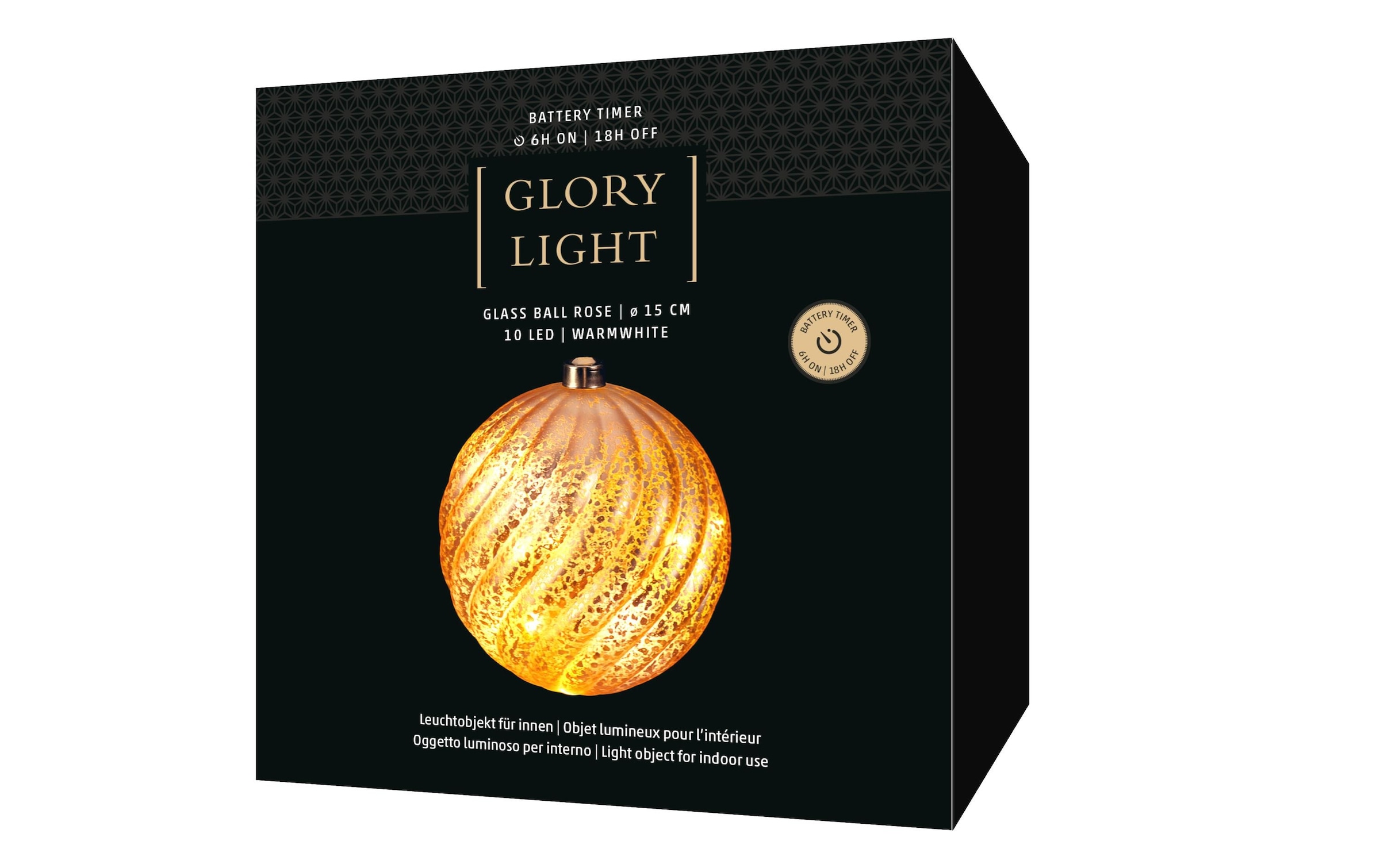 STT LED Dekofigur »Glass ball rose 15 cm Warmweiss«