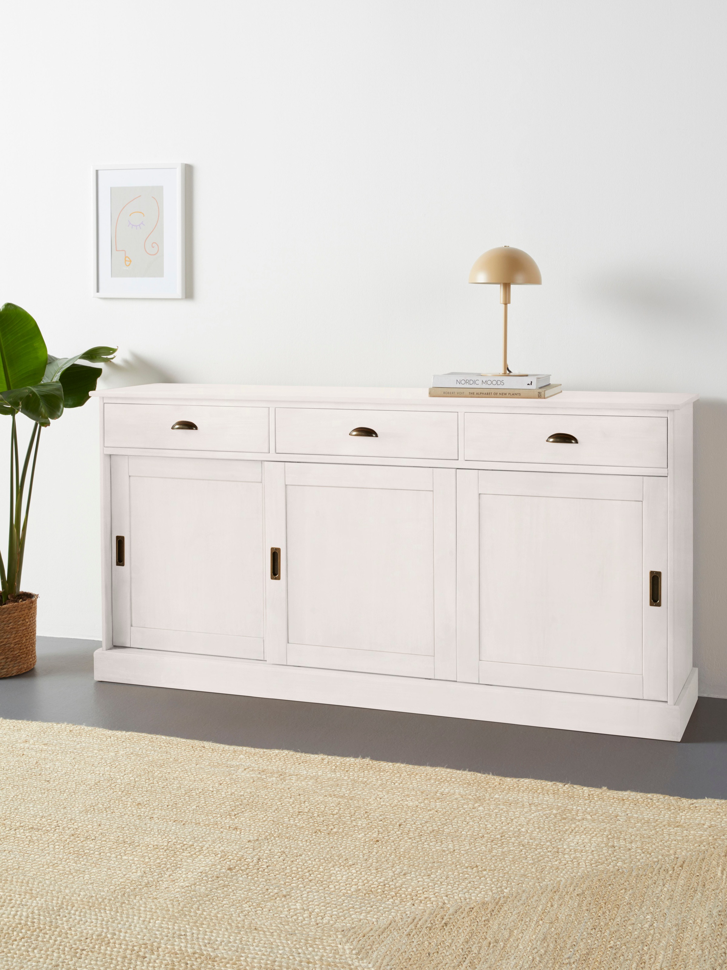 Image of GOODproduct Sideboard "Schröder" Kommode, 3 Schiebetüren, 3 Schubkasten, aus massivem Kiefernholz