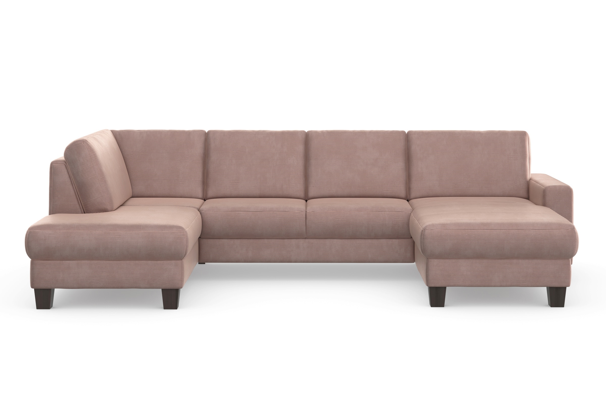 Home affaire Wohnlandschaft »Summer U-Form« mit oder ohne Bettfunktion und Bettkasten, wengefarbene Holzfüsse