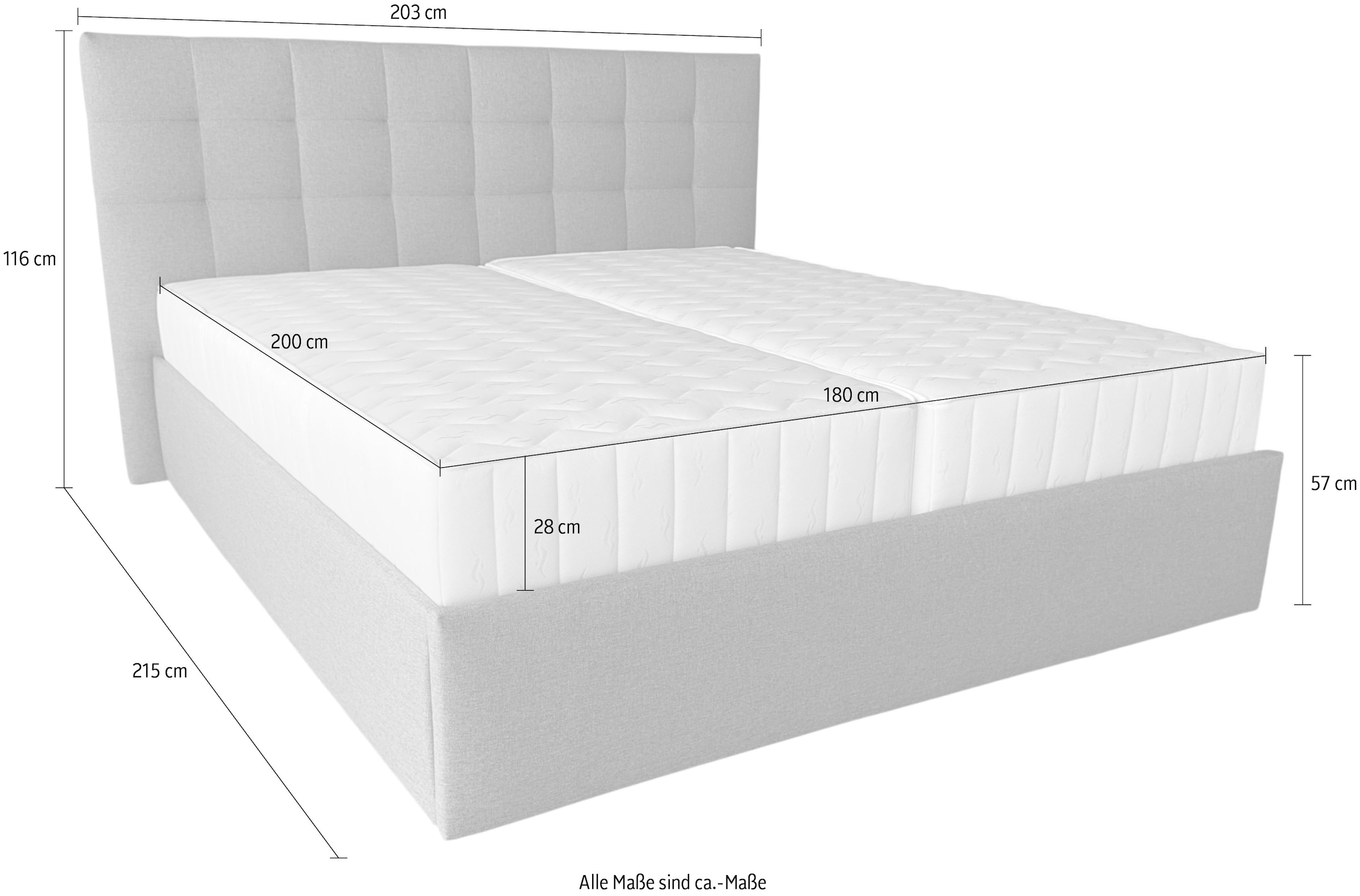 COLLECTION AB Polsterbett »Classic erhältlich in der Breite 180x200cm« Nur Rahmen, mit Lattenrost oder Komplett-Set inkl. King-Matratze(28cm)