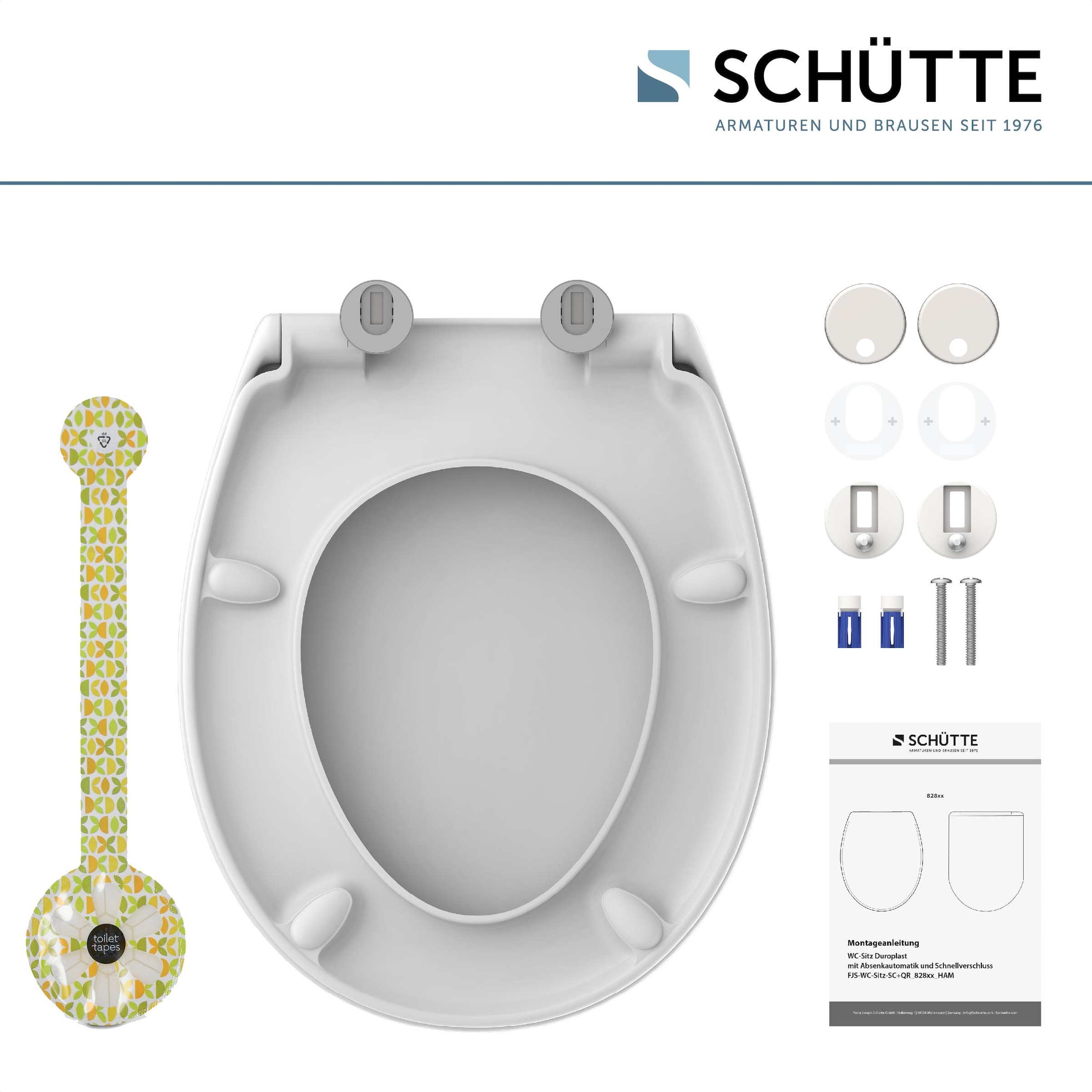 Schütte WC-Sitz »Duroplast, WHITE« WC-Sitz, Befestigungsmaterial, Montageanleitung,  mit Absenkautomatik und Schnellverschluss, inklusive Duftstein