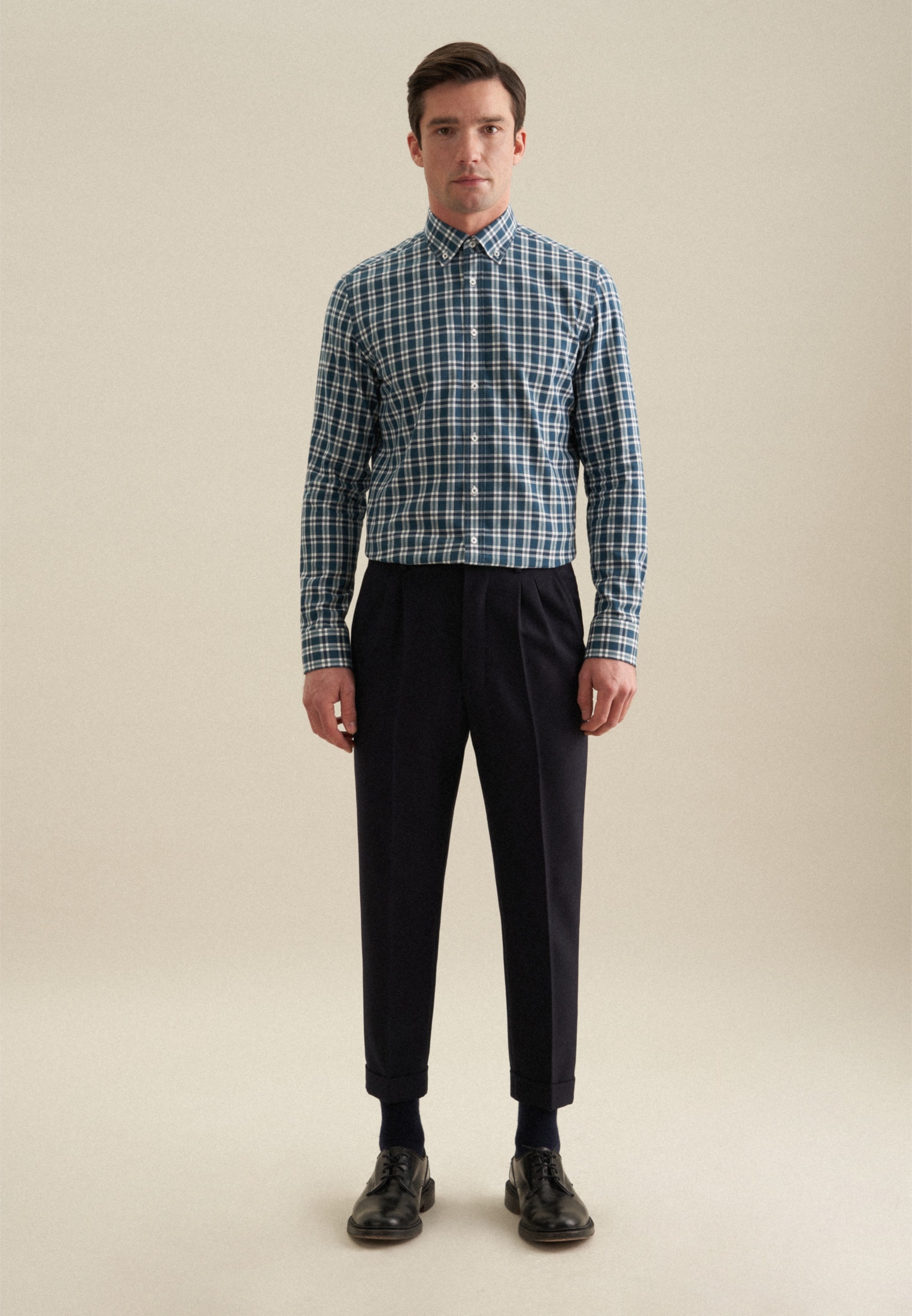 seidensticker Flanellhemd »Slim«, Slim Langarm Button-Down-Kragen Karo