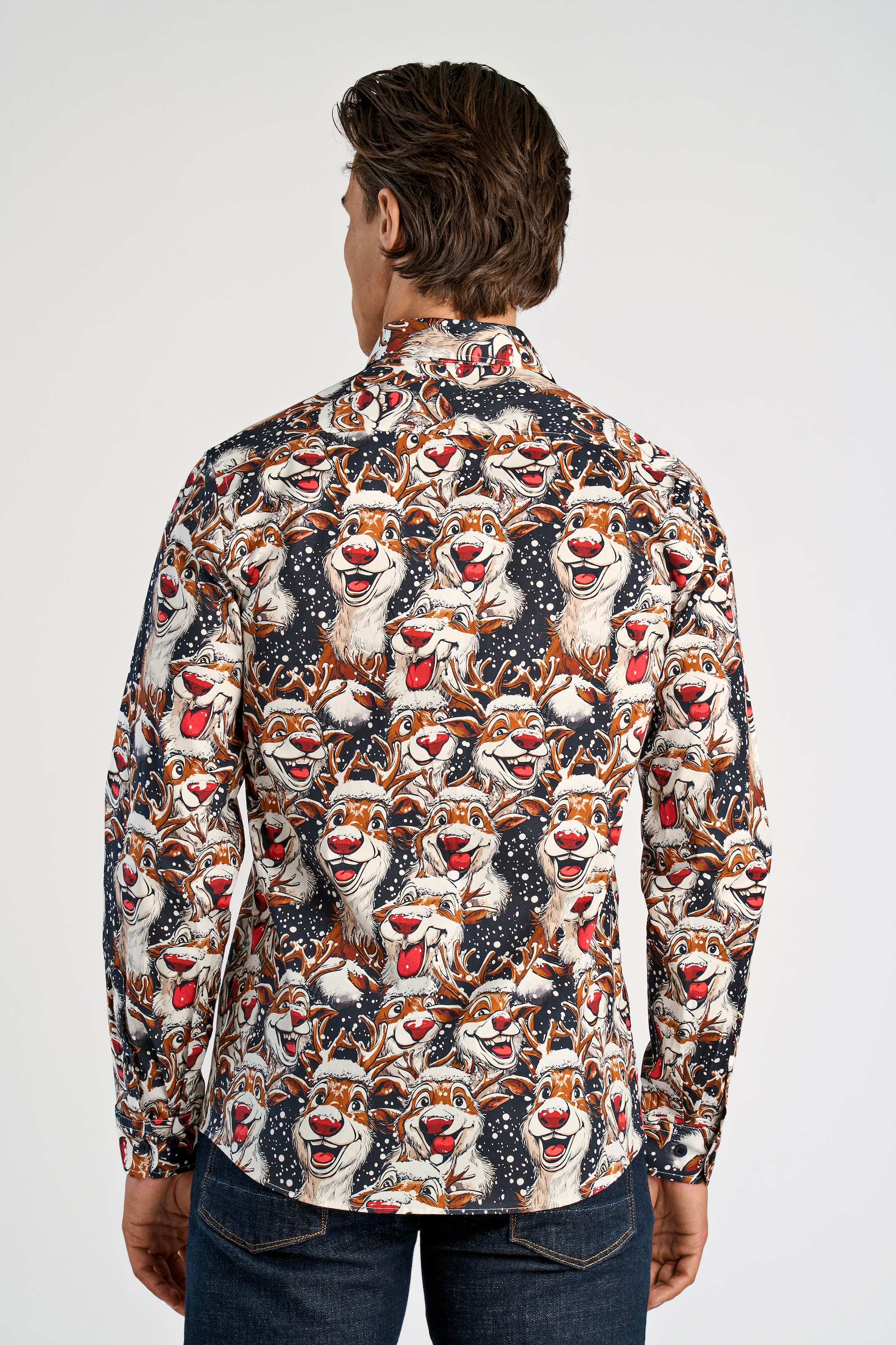 LINDBERGH Langarmhemd mit weihnachtlichem All-Over Print