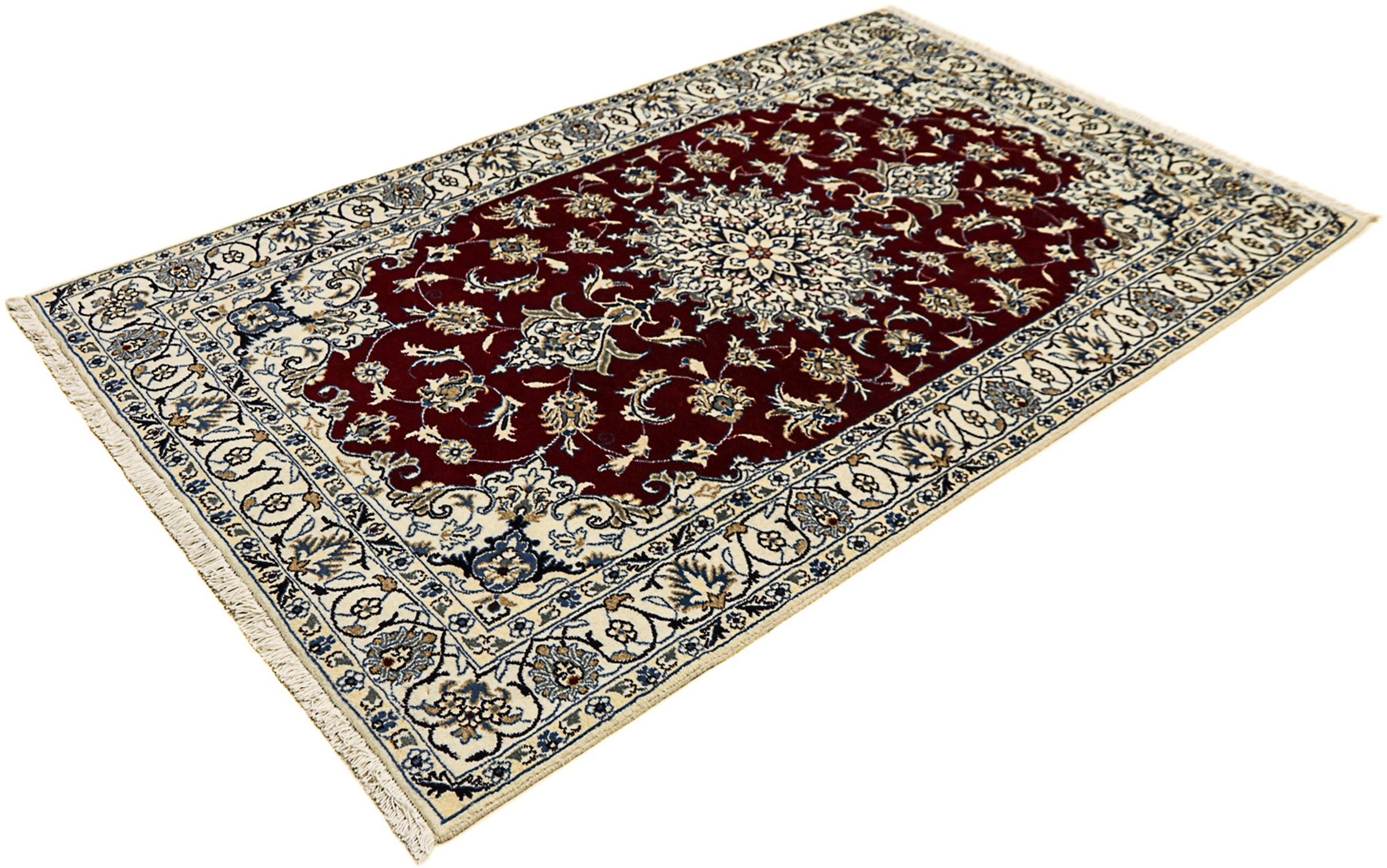 Image of morgenland Orientteppich »Perser - Nain - 198 x 122 cm - dunkelrot«, rechteckig, 12 mm Höhe, Wohnzimmer, Handgeknüpft, Einzelstück mit Zertifikat bei Ackermann Versand Schweiz