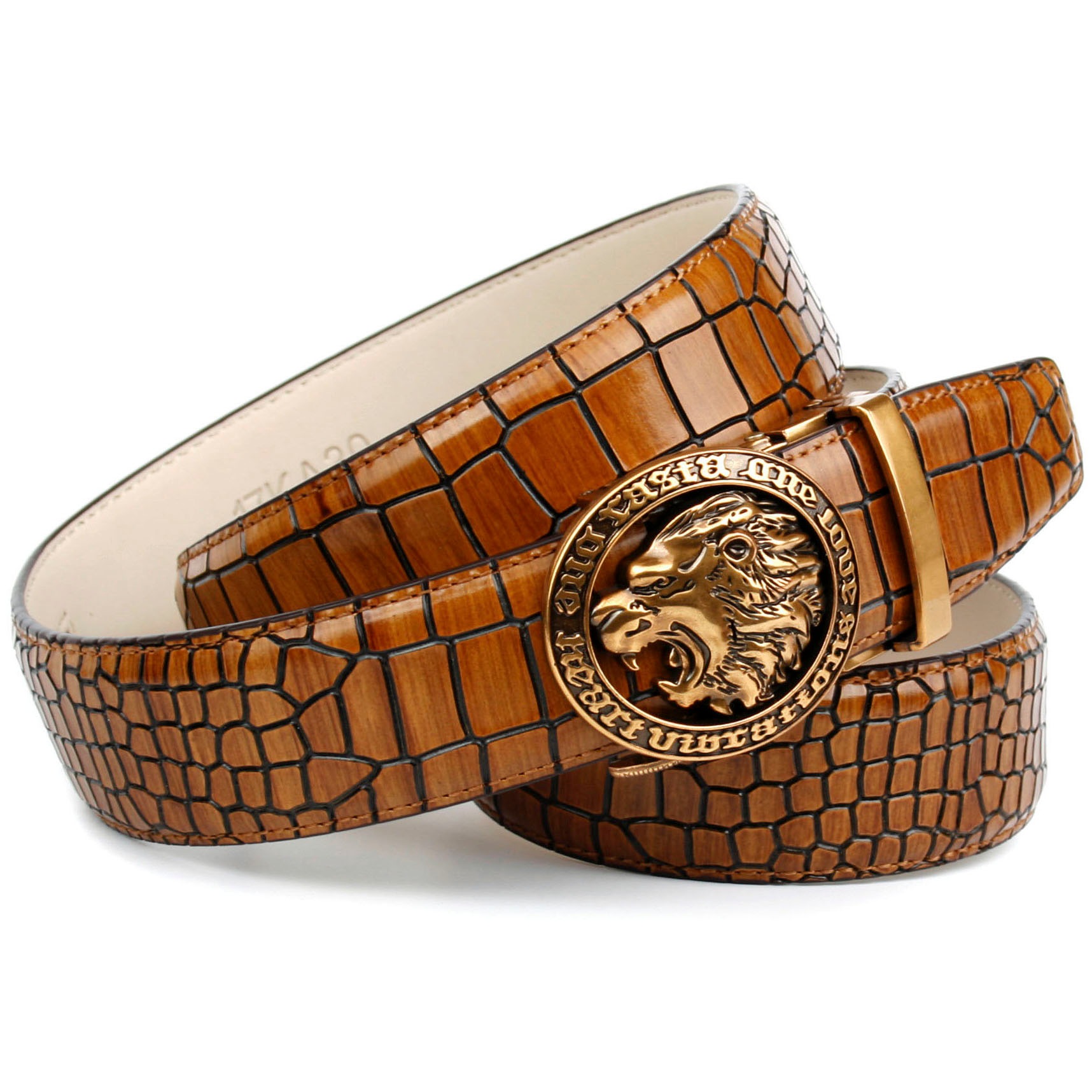 Image of Anthoni Crown Ledergürtel, mit Metallschnalle "Löwenkopf" und auffälliger Kroko-Prägung bei Ackermann Versand Schweiz