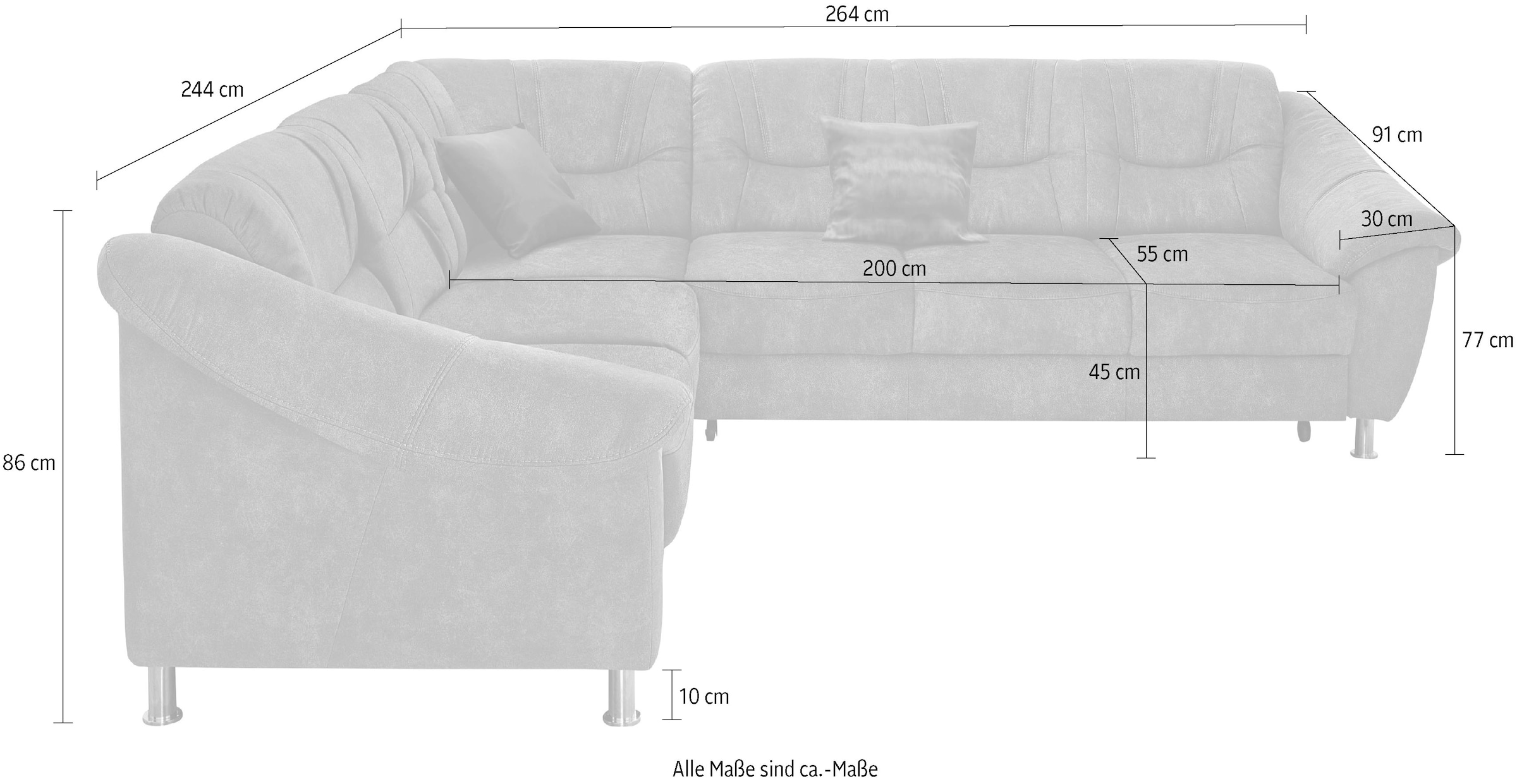 sit&more Ecksofa »Salsa L-Form«, mit Federkern, wahlweise mit Bettfunktion