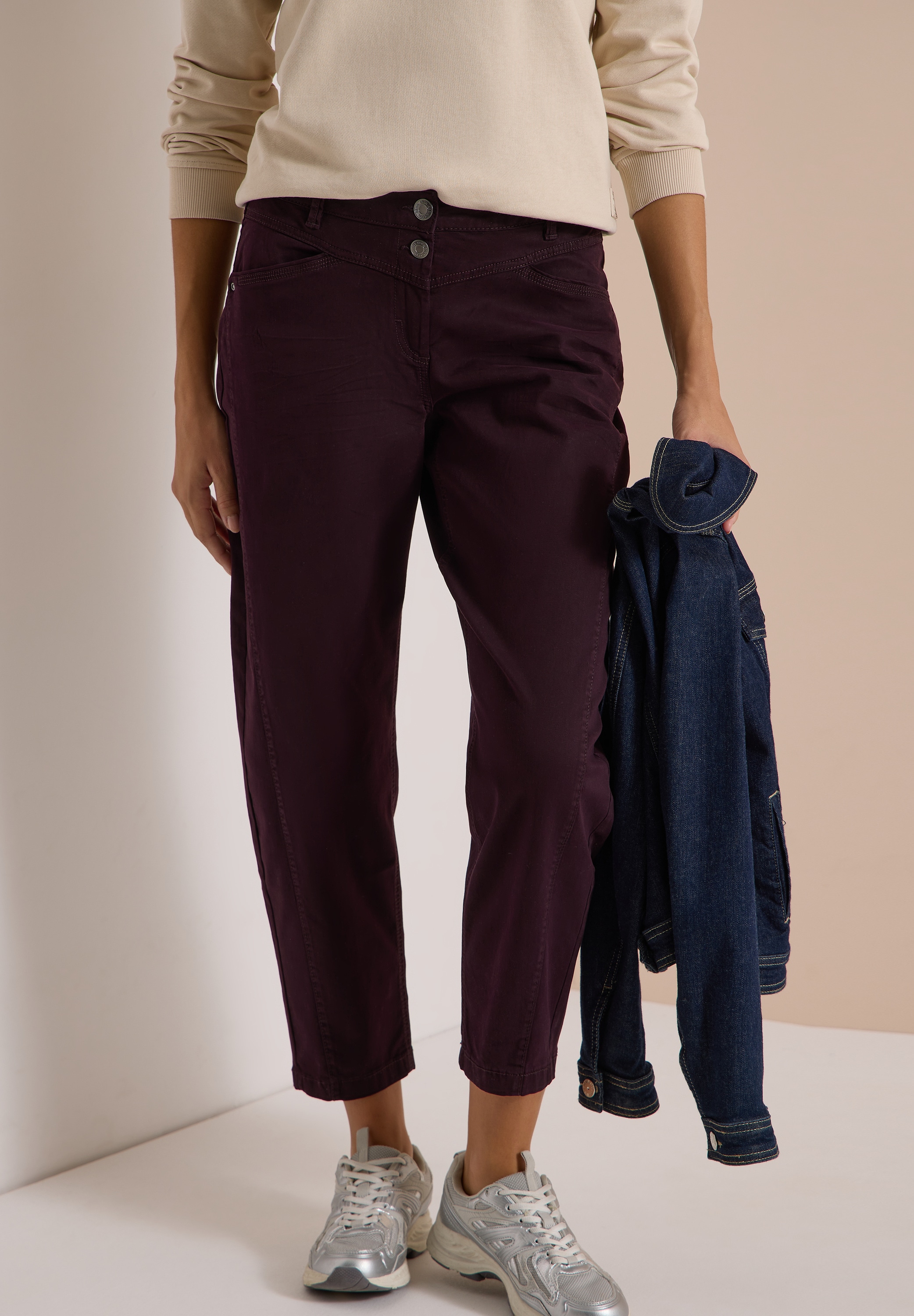Cecil Stoffhose »Style Scarlett«  Mid Waist, Barrel Leg, Baumwollmix