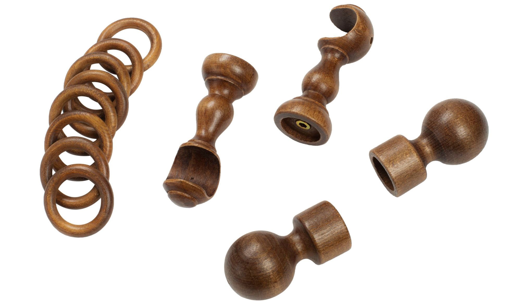 SN DECO GROUP Gardinenstange »Giro«, 1 läufig-läufig, Fixmass, 28 mm, Holz, verschiedenen Längen und Farbe, Komplettset