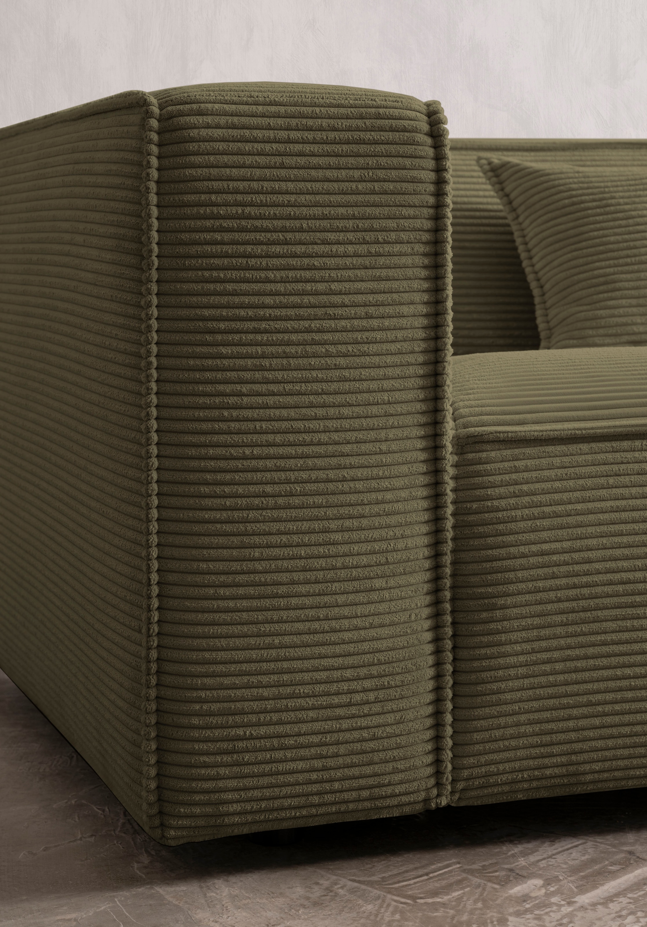 LeGer Home by Lena Gercke 3-Sitzer »PIARA, Couch mit Kedernaht, Sofa in Cord oder Leinenoptik«, schwarze Füsse, bequemer Sitzkomfort