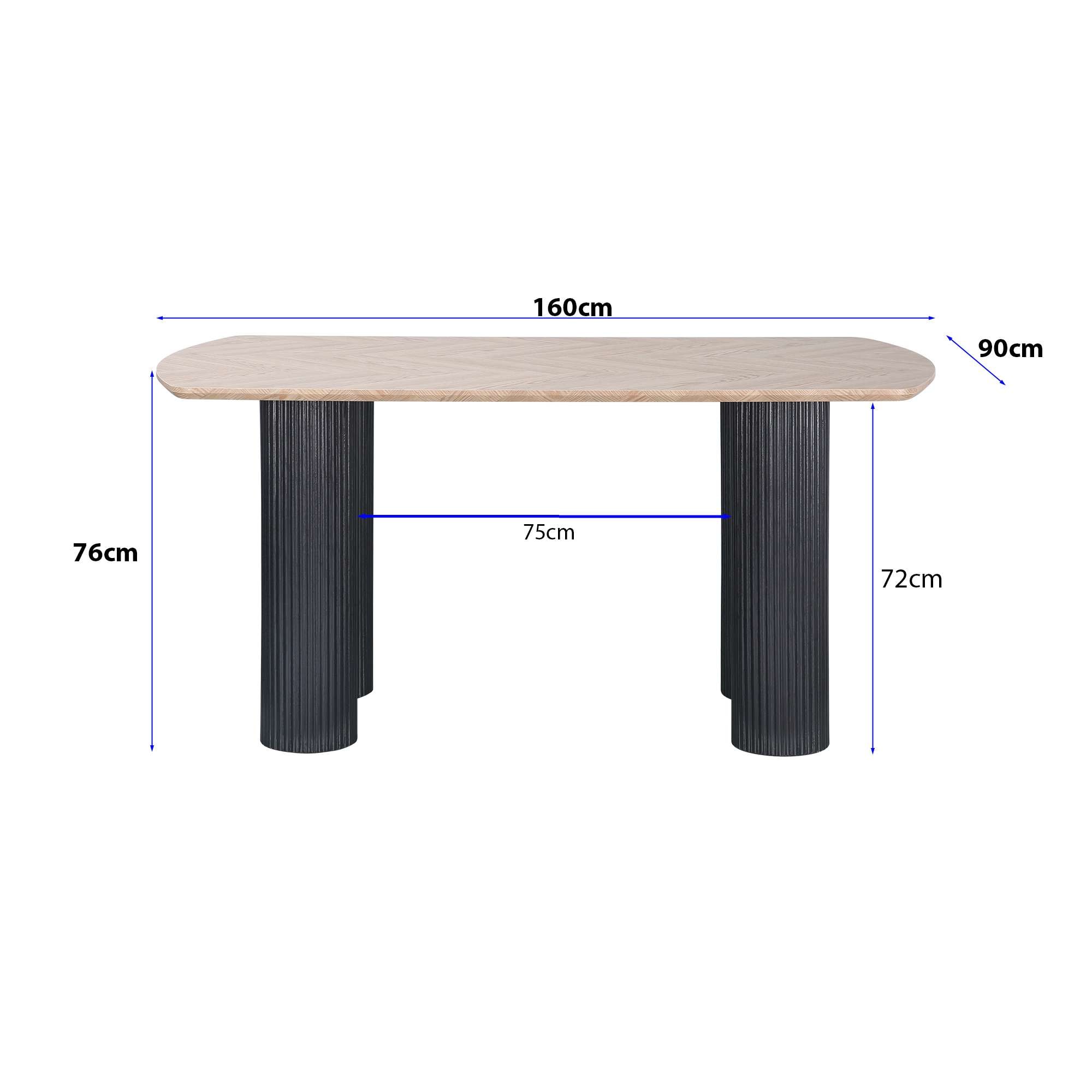 GOODproduct Esstisch »Bessonville« Tischplatte in Fischgrätoptik, Beine mit Rillenstruktur, Höhe 76 cm