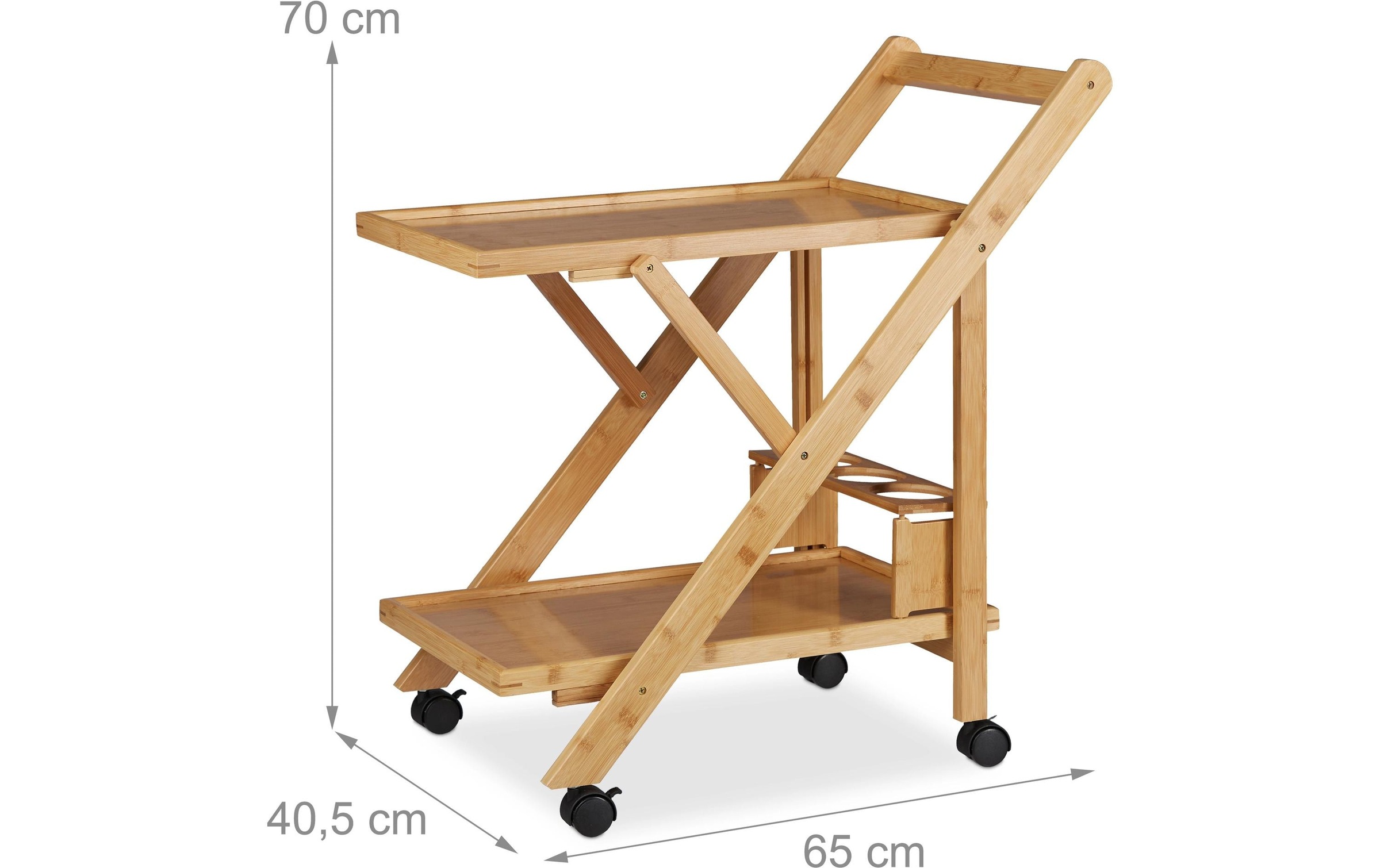 relaxdays Chariot de service »klappbar mit 2 Ablagen 70 x 40.5 x 65 cm«