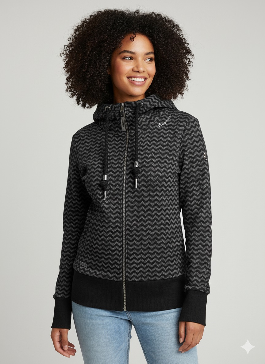 Image of Ragwear Kapuzensweatjacke "YODA ZIP ZIG ZAG O" mit Logostickerei