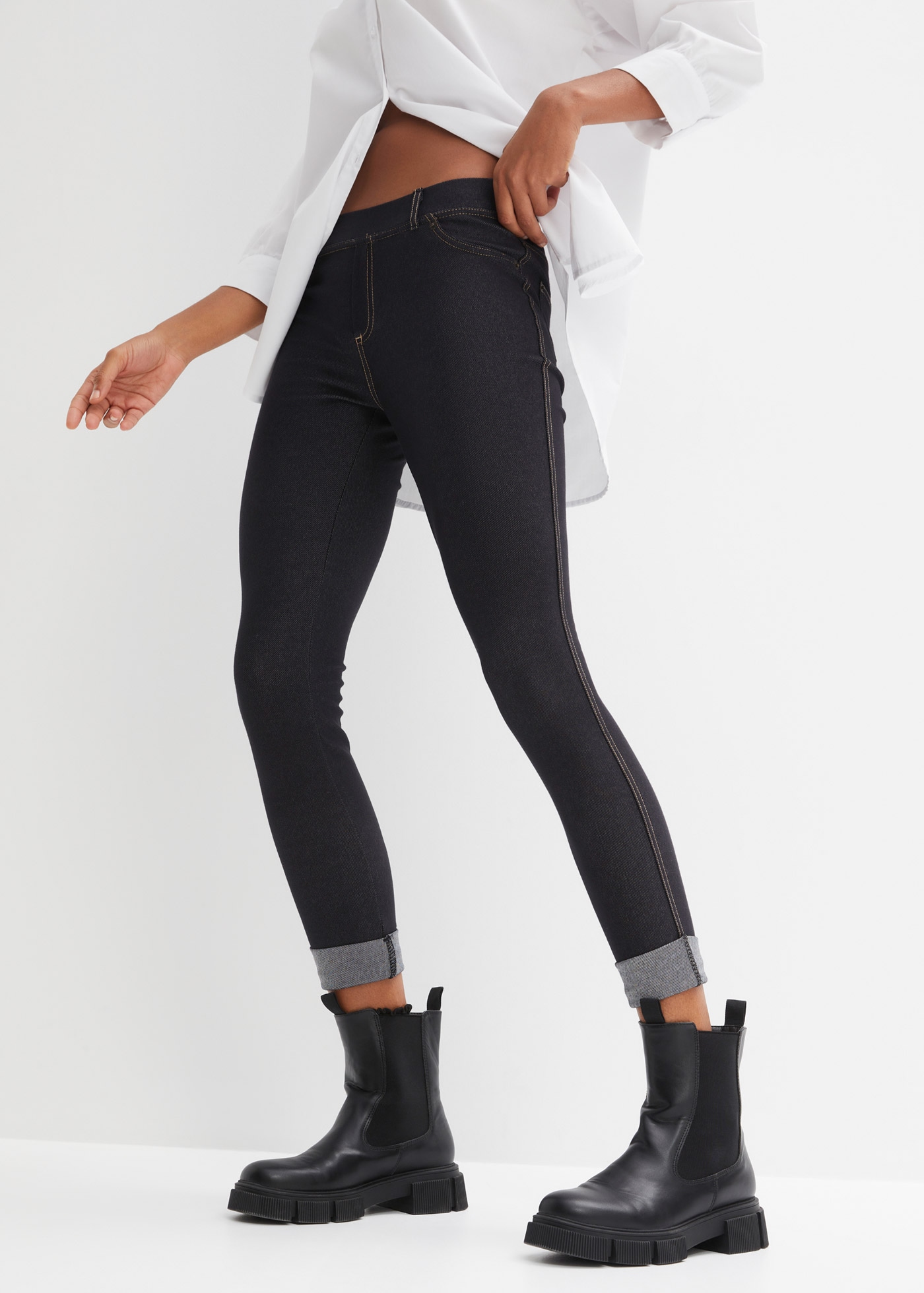 Image of bonprix Jeggings "Leggings in Jeansoptik aus Baumwoll-Mix" schmale Skinny-Fit-Passform, Jeans-Leggings