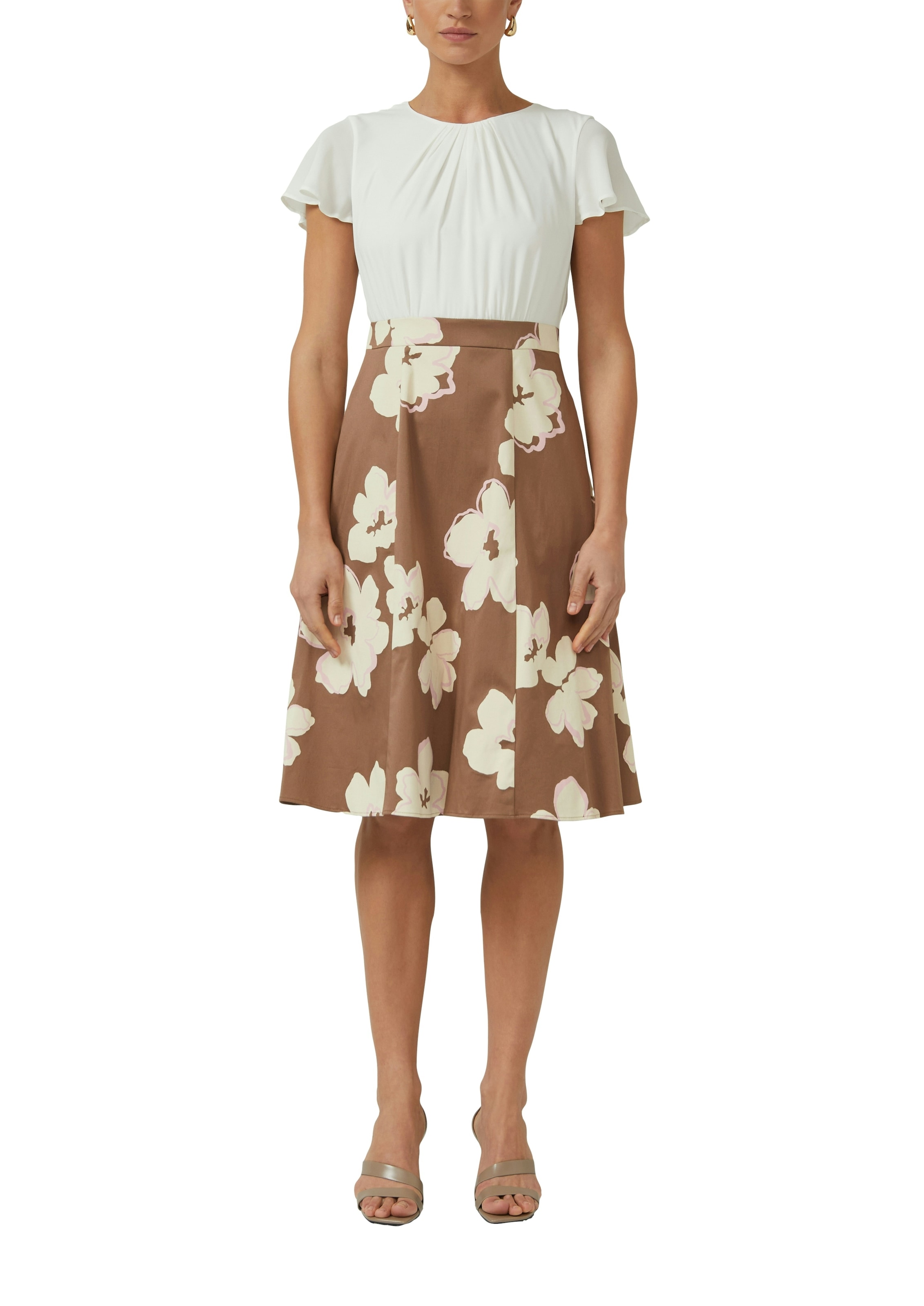 s.Oliver BLACK LABEL Robe fourreau Sans poches Robe fourreau cintrée en mélange coton-élasthanne à fleurs