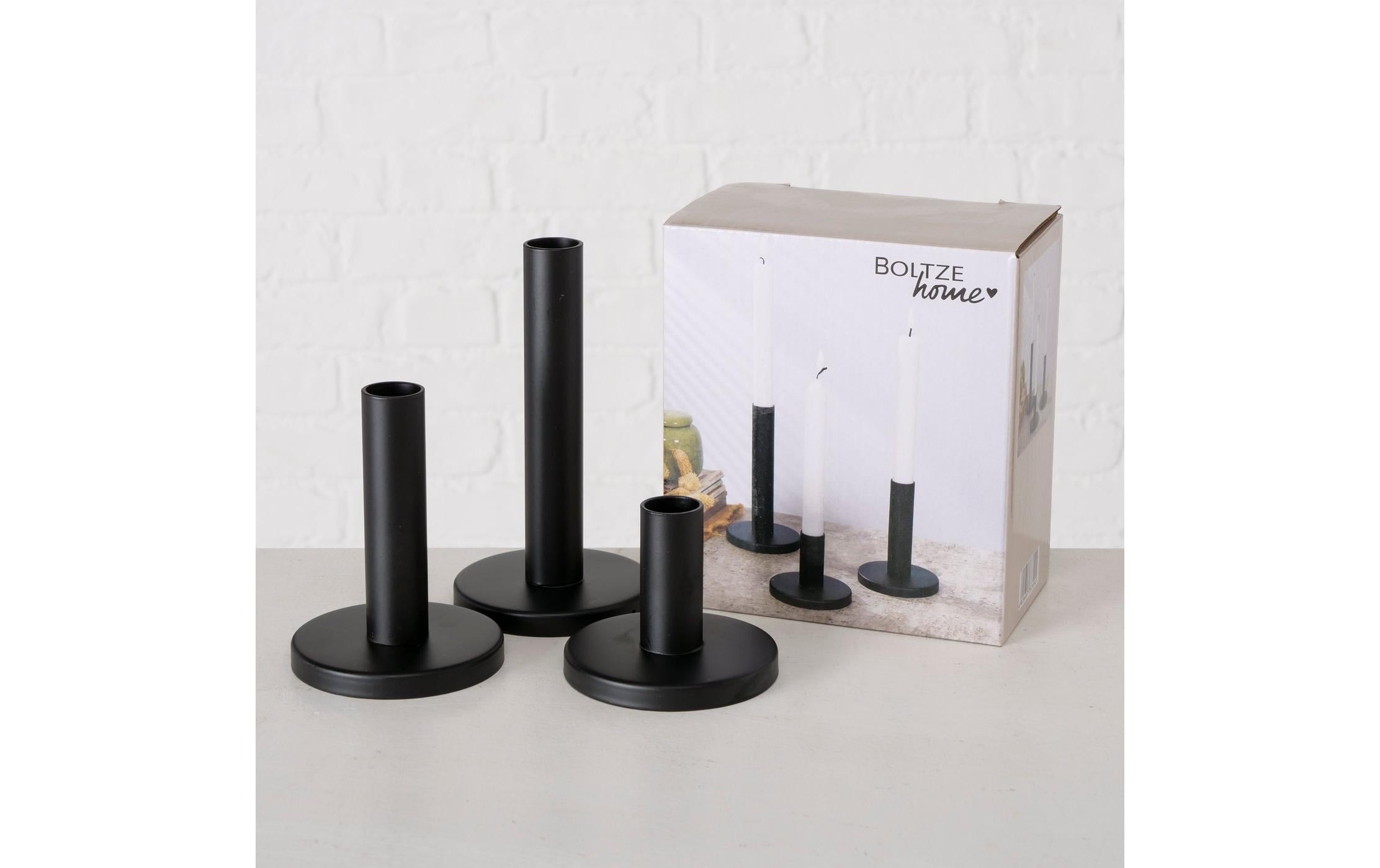 BOLTZE Kerzenhalter »Malko 3-teilig, Schwarz«, (3 St.)