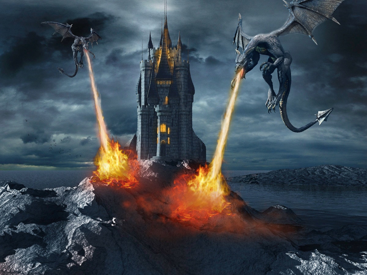 Image of Papermoon Fototapete "Drachen unter Beschuss"