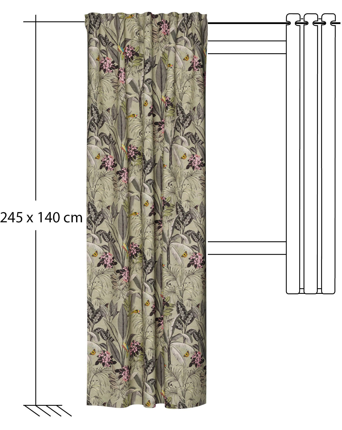 HOMING Vorhang »Kelani« verdeckte Schlaufen 1 Stk. tlg. blickdicht, floral, Blumen, Wohnzimmer, Schlafzimmer