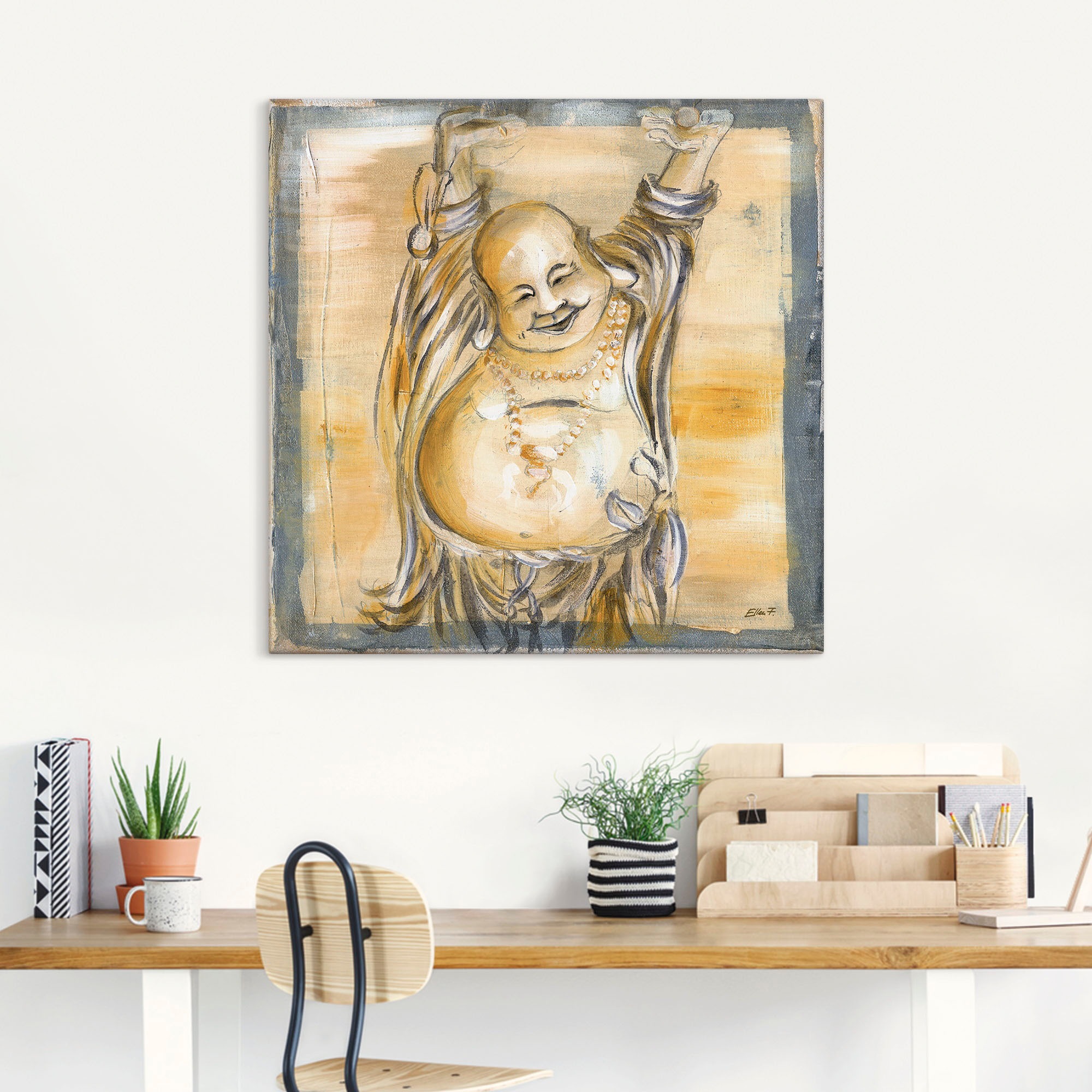 Artland Wandbild »Fröhlicher Buddha II«, Religion, (1 St.), als Alubild, Outdoorbild, Leinwandbild, Poster, Wandaufkleber