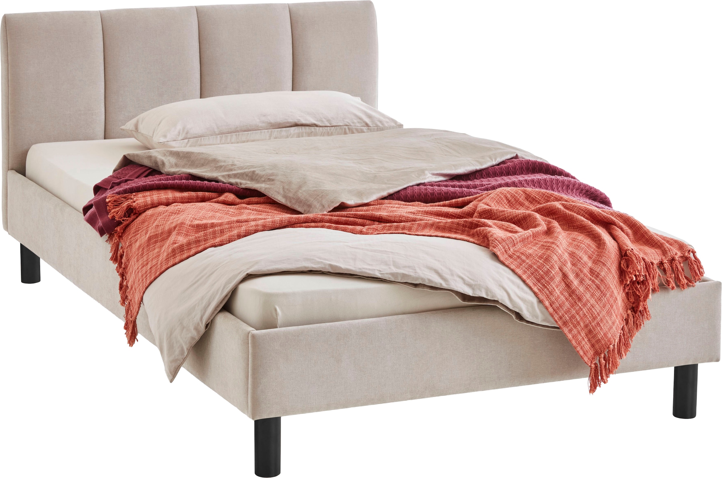 meise.möbel Lit rembourré »Joker, in verschiedenen Breiten und Farben erhältlich« wahlweise mit schwarzem oder eichefarbigem Holzfuss