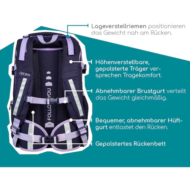 ✌ neoxx Schulrucksack »Active, Glitterally perfect«, reflektierende  Details, aus recycelten PET-Flaschen Acheter en ligne