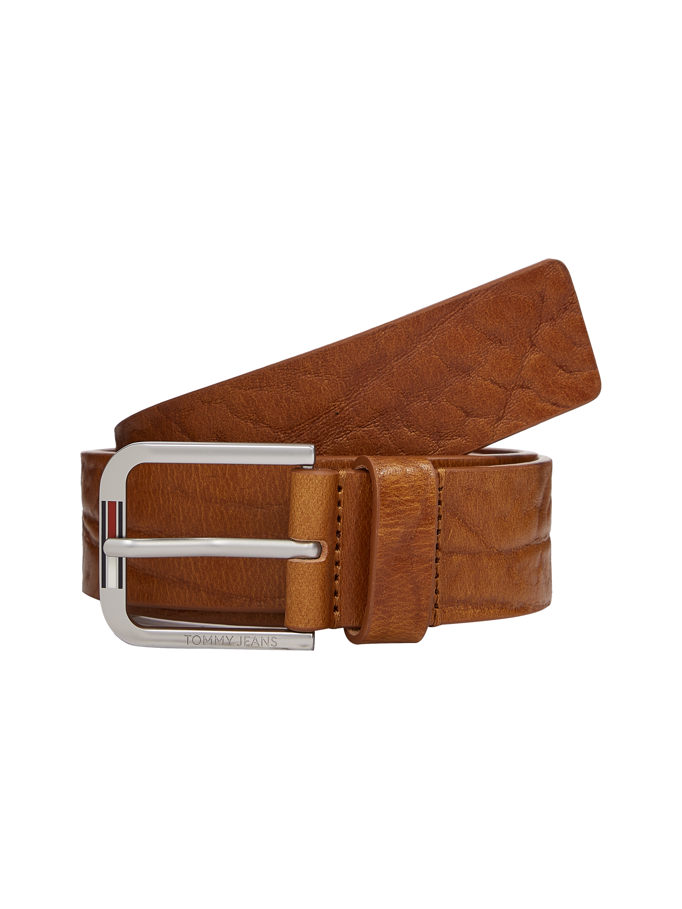 Image of Tommy Jeans Ledergürtel "TJM AUSTIN TEXTURE 3.5 cm breit" Label auf der Schliesse, genarbtes Leder