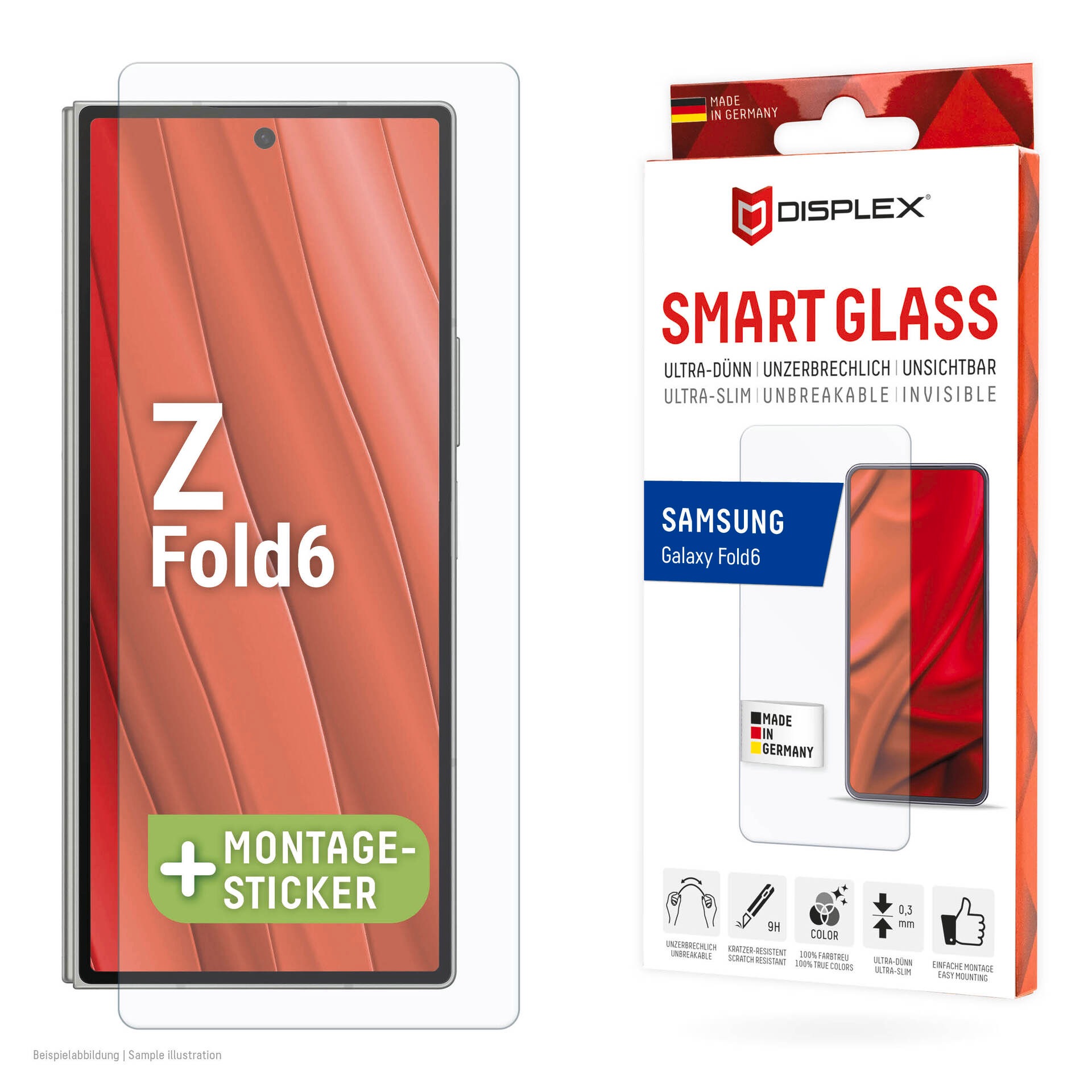 Displex Displayschutzglas »Smart Glass«, Displayschutzfolie, Schutzfolie, Bildschirmschutz, kratz- & stossfest