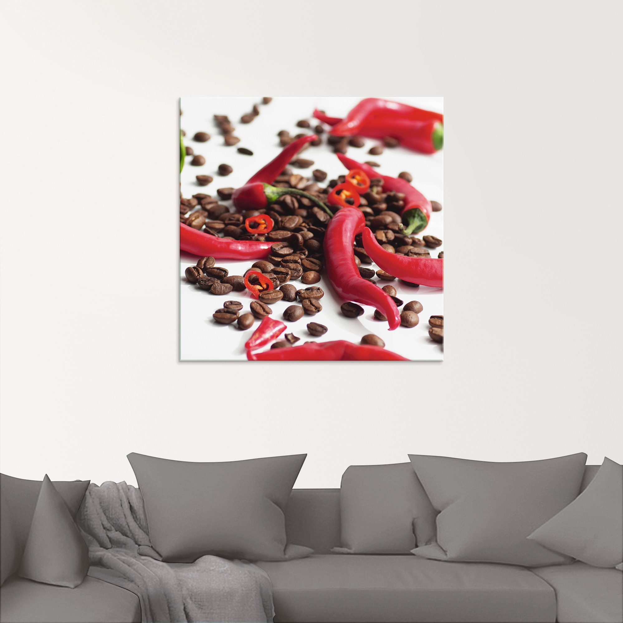 Artland Tableau en verre »Frische Chili auf Kaffee« 1 cuis tlg. in verschiedenen Grössen