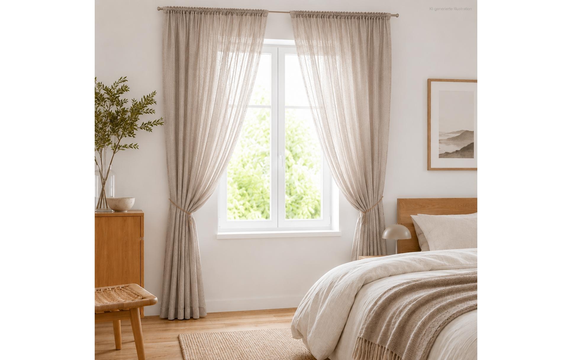 Urbanara Rideau »2er-Set Mafalda Nova 140 cm x 245 cm« Ruban plissé 2 cuis tlg.