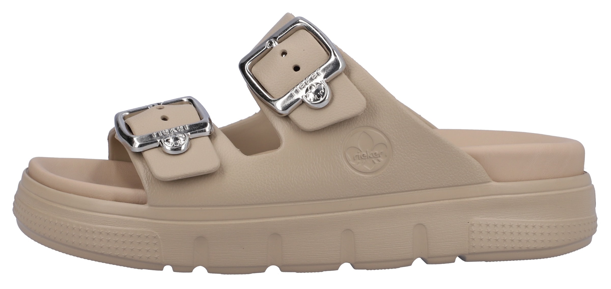 Rieker Pantolette, Plateau, Sommerschuh, Schlappen in Weite G (=weit)