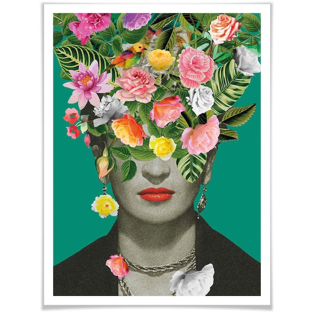 Wall-Art St.) Poster (1 Studio«, Floral Schriftzug, maintenant »Frida