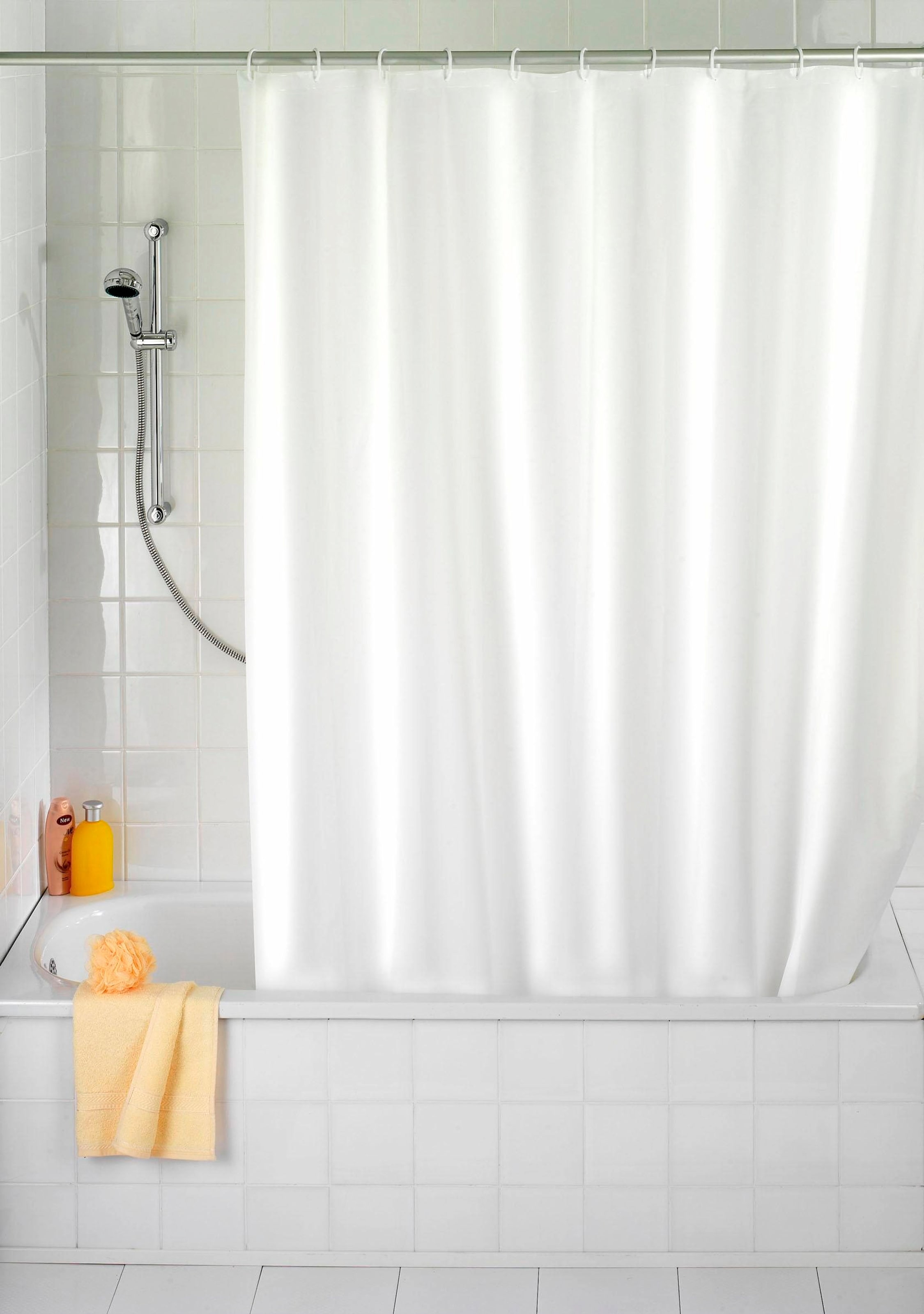 WENKO Duschvorhang »Uni White«, Höhe 200 cm, Polyester, waschbar