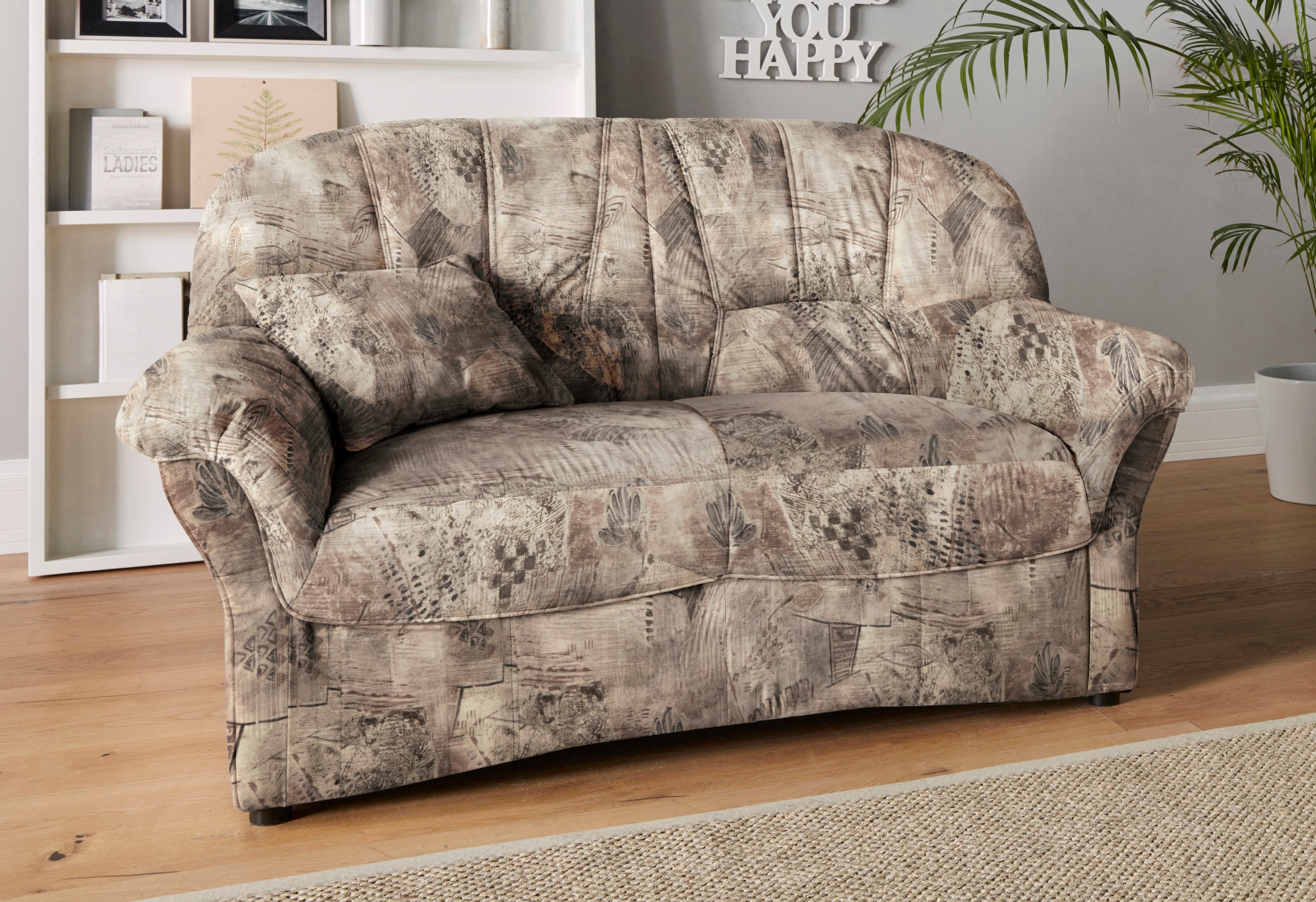 Image of DOMO collection 3-Sitzer "Bahia Couch, B/T: 200/92 cm, belastbar bis 140kg/ Sitz, mit Federkern" Microfaser MELROSE, mocca