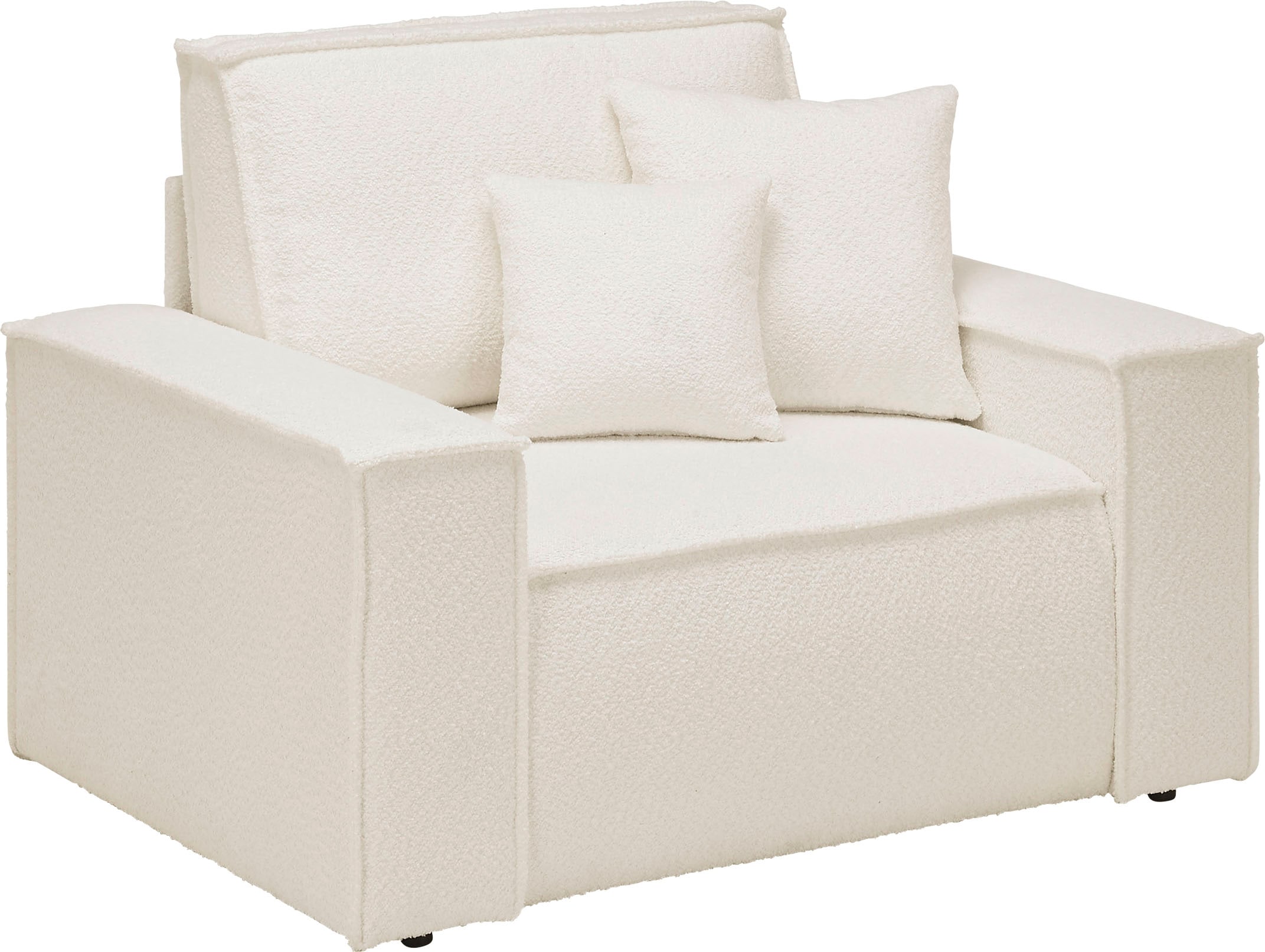 GOODproduct Loveseat »FINNLEY Bouclé, XXL-Sessel, Lesesessel, inkl. Zierkissen« 1 Stk. tlg. verfügbar in den Stoffqualitäten Bouclé, Struktur fein und Mega Cord