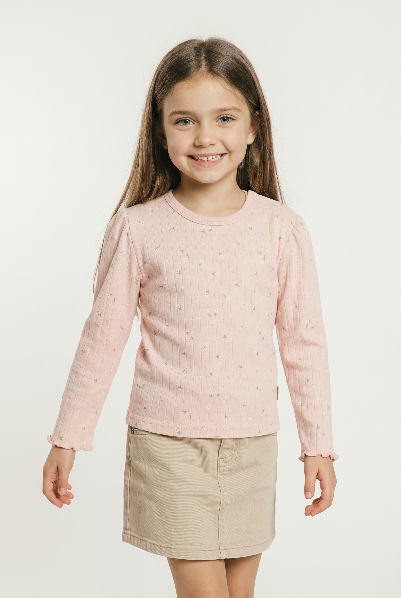Image of MAXIMO T-Shirt 1 Blassrosa, Blumen-Alloverprint, Longsleeve, Baby-Girl