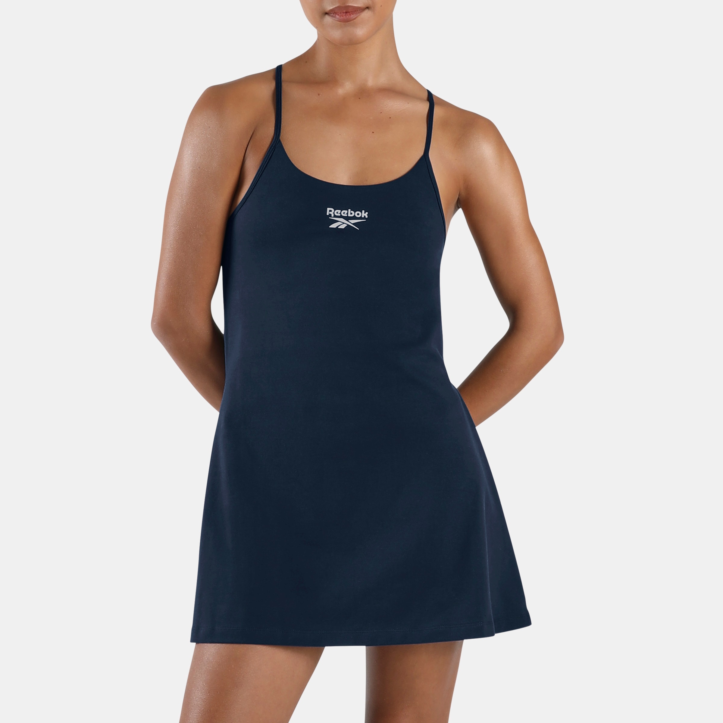 Image of Reebok Sommerkleid "ID STRAPPY DRESS" aus Baumwolle und Elasthan, in mehreren Grössen von XS bis XXL
