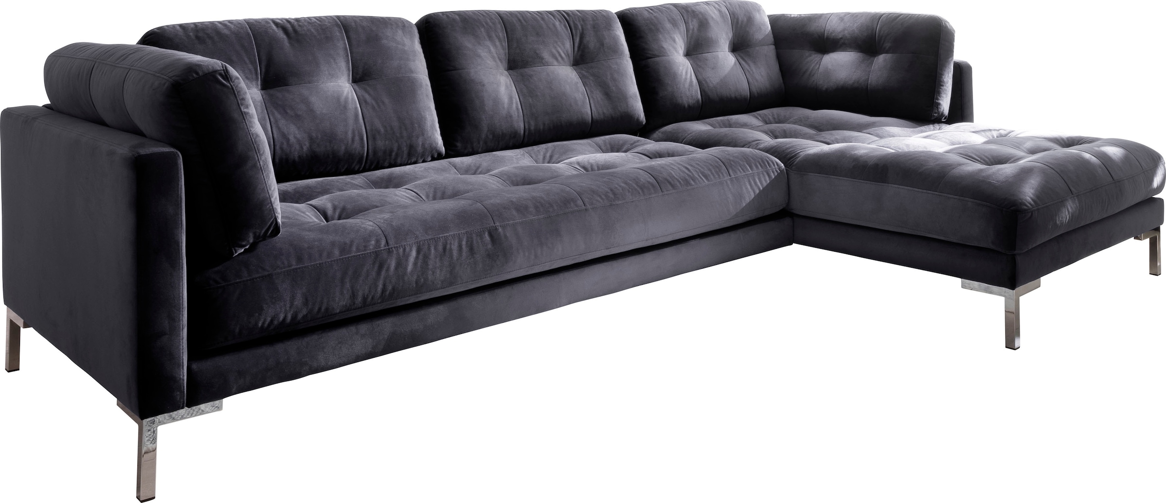 Trends by HG Canapé d'angle »Landau L-Form« in Cord-Stoff mit Metallfuss