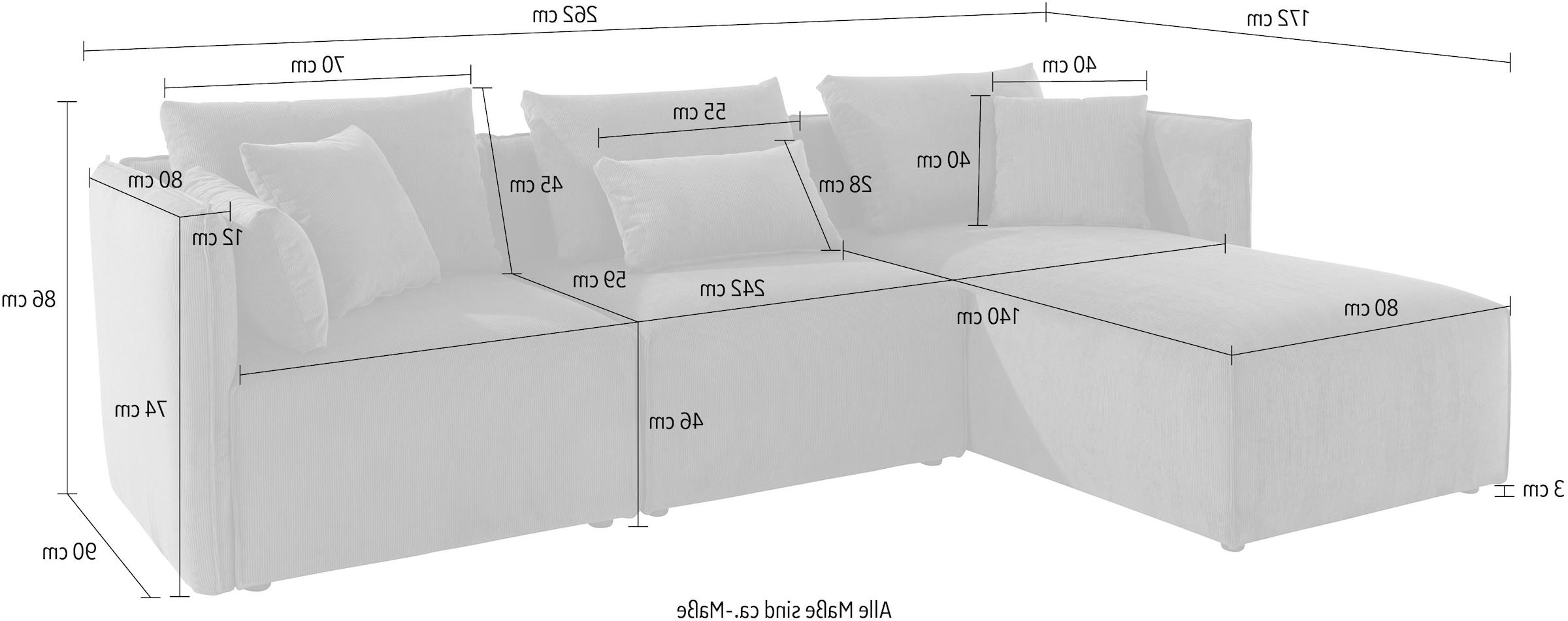 elbgestoeber Ecksofa »Elbdock«, (3 St.), zusammengesetzt aus Modulen, in vielen Bezugsqualitäten und Farben