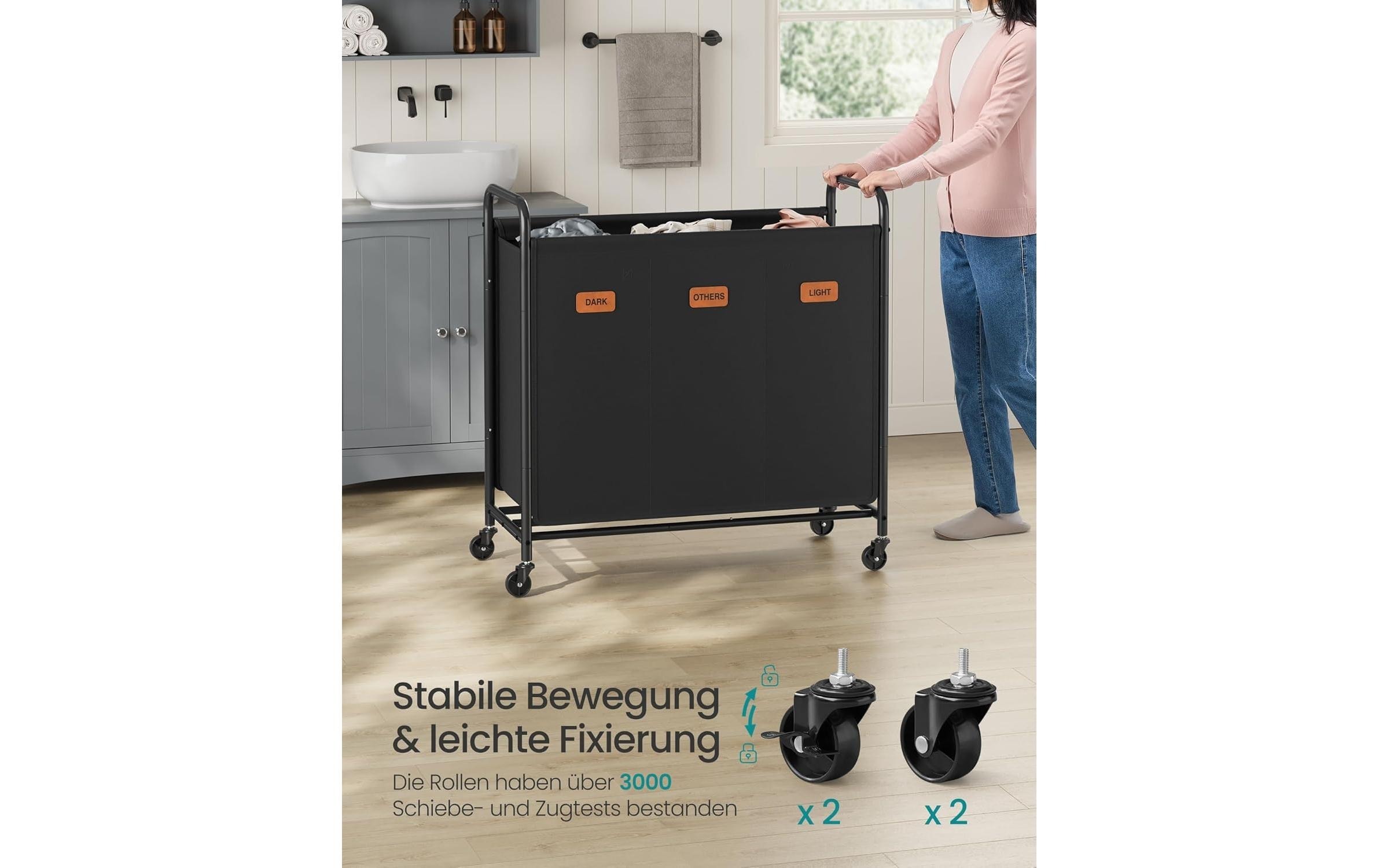 SONGMICS Wäschekorb »mit 3 Fächern 170 l«