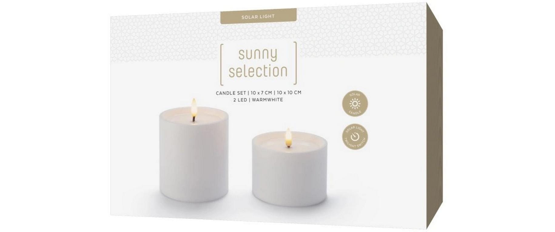 STT LED-Kerze »Set 2 Stück 10 cm« Zweiteiliges Solar-Kerzenset für drinnen und draussen