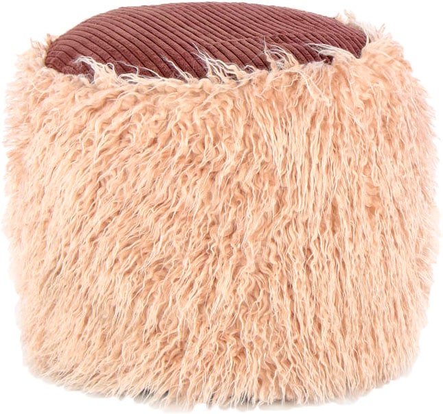 Image of Kayoom Pouf "Fellpouf Bobtail 125, Fellhocker in zweifarbigem Design" 1 Stk. tlg. modern, dekorativ, kindersicherer Reissverschluss an der Unterseite