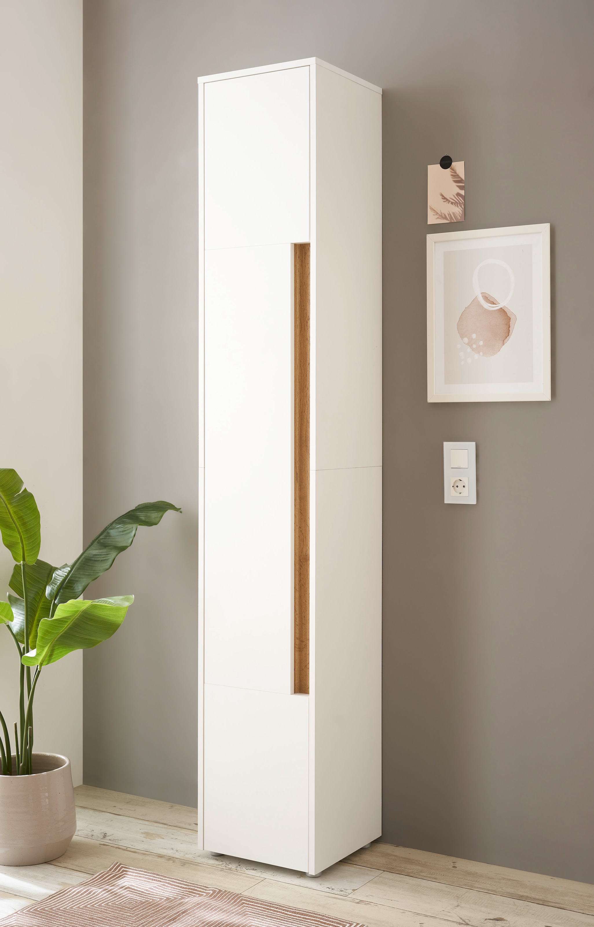 Home affaire Hochschrank »CITY/GIRON, Badschrank mit Griffmulde, Schrank in zeitlosem Design« in den Farben Weiss und Anthrazit verfügbar, viel Stauraum