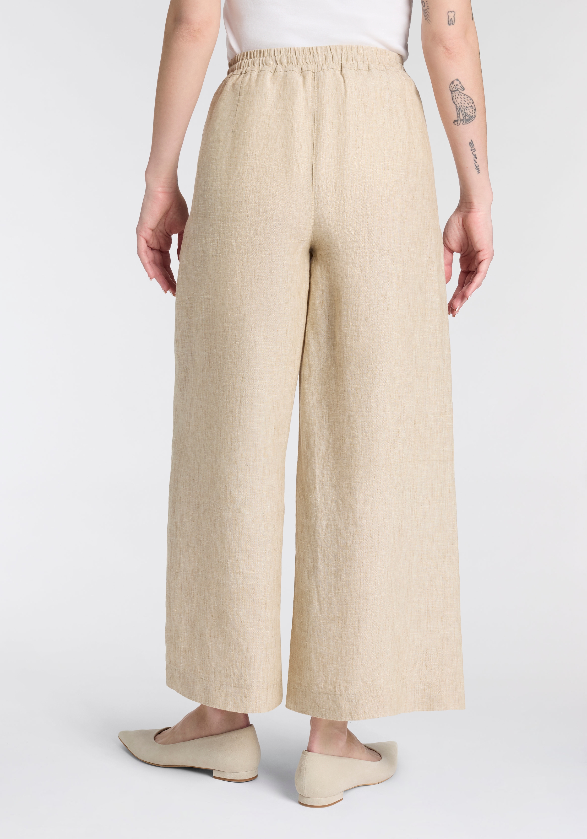 MAC Pantalon en lin »CALLIE cropped«  rayé avec cordon de serrage