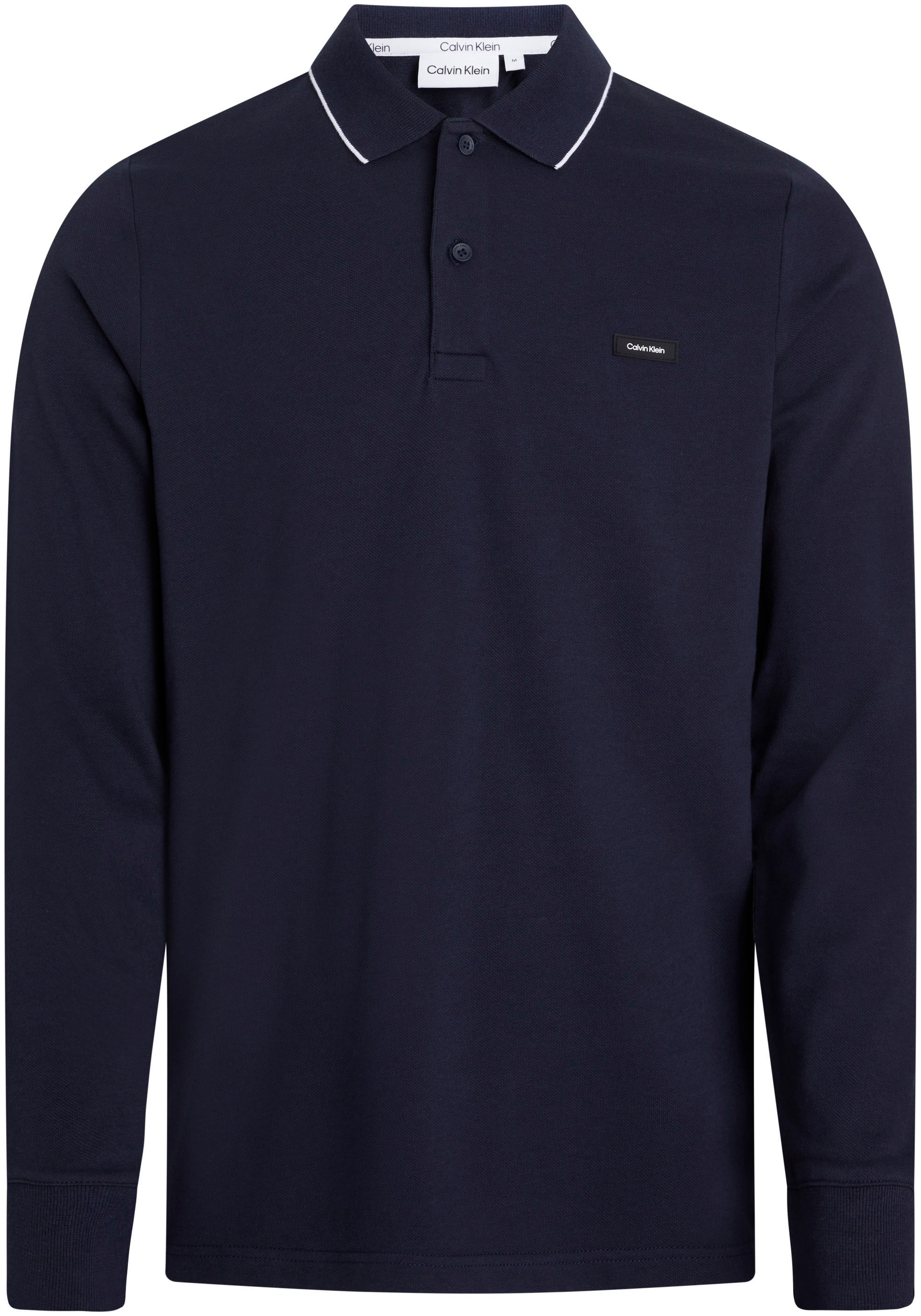 Calvin Klein Big&Tall Langarm-Poloshirt »BT_STRETCH PIQUE TIPPING LS POLO«, in grossen Grössen mit Logopatch