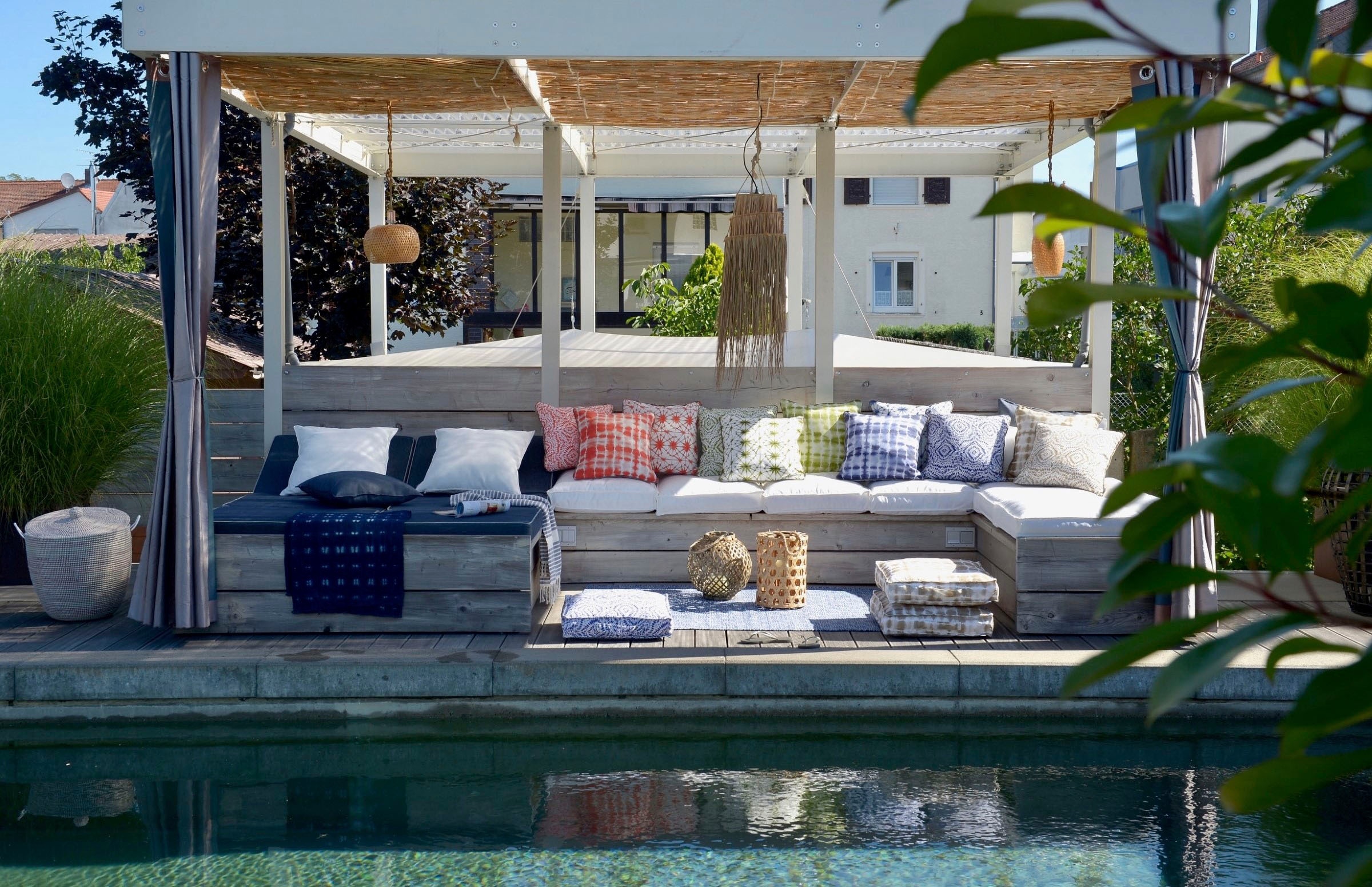 H.O.C.K. Sitzkissen »Badu Batik Saphire Outdoor« wasserabweisend