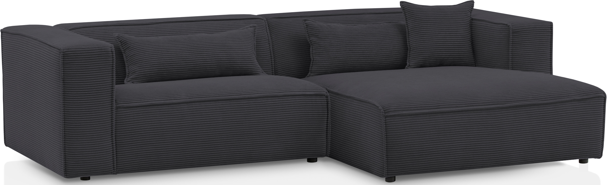 LeGer Home by Lena Gercke Canapé d'angle »PIARA mit Kedernaht, Cord, Leinenoptik o. Strukturstoff, Couch, L-Form« wahlweise Ottomane rechts/links, schwarze Füsse, bequemer Sitzkomfort